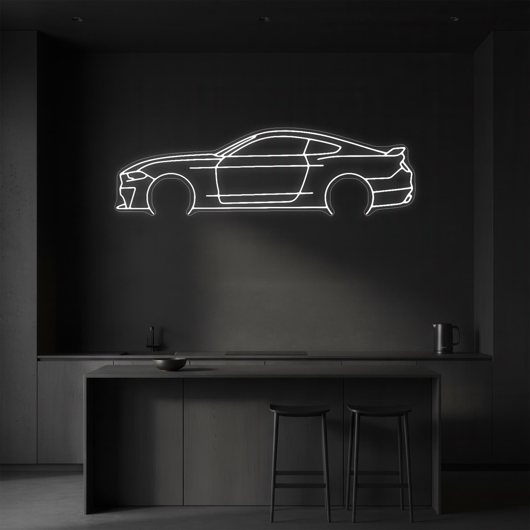 Mustang 2021 Detailed Neon Silhouette