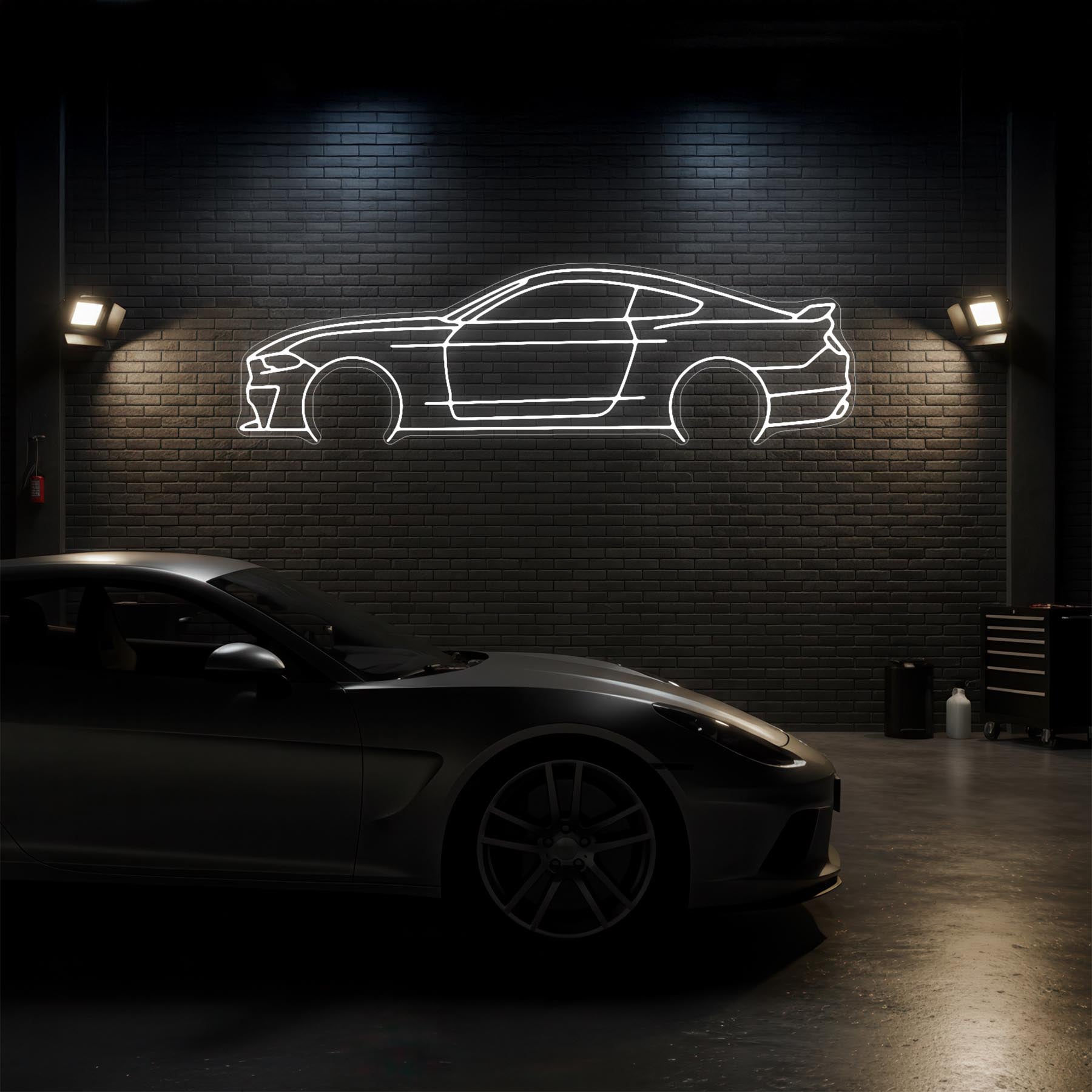 Mustang 2021 Detailed Neon Silhouette