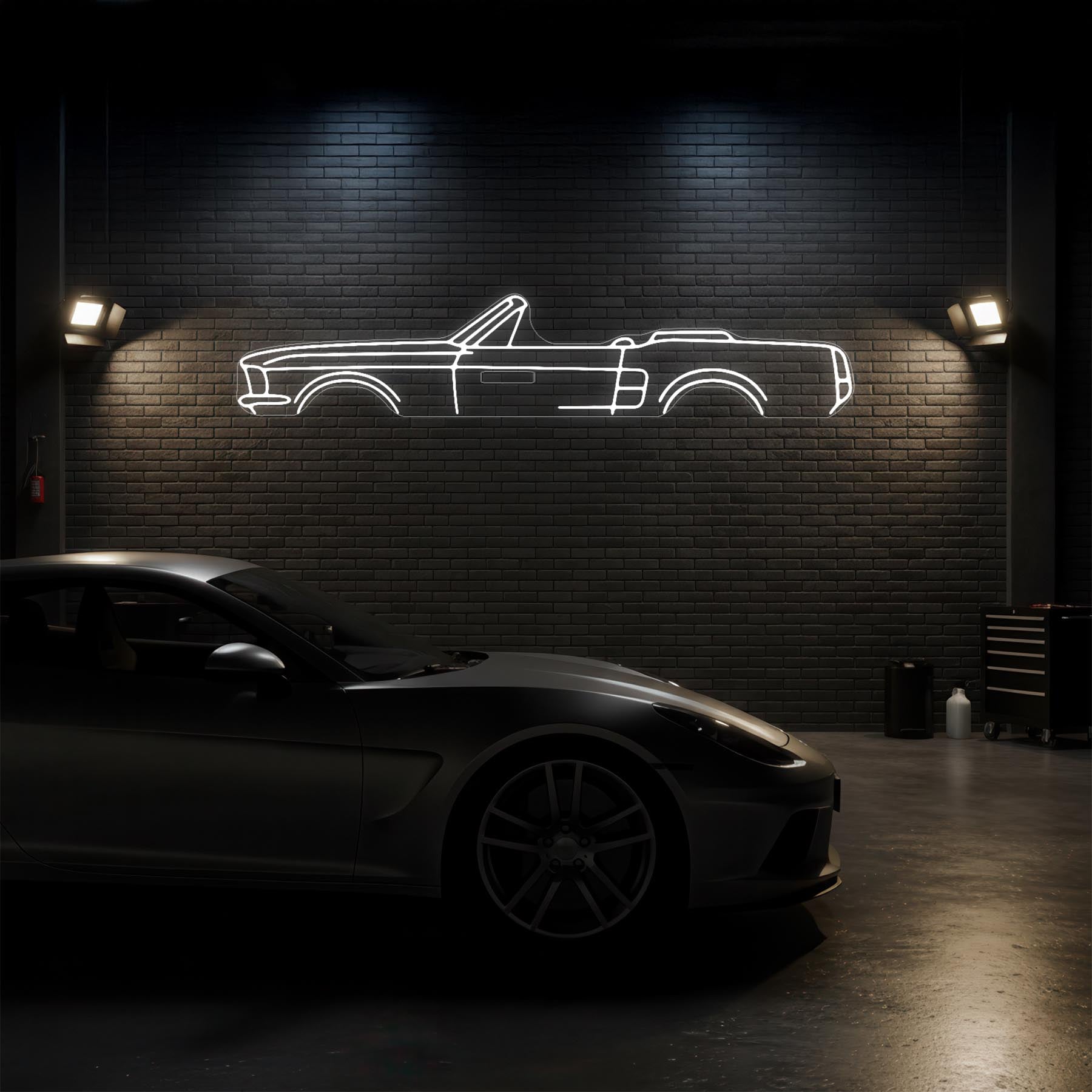 Mustang Cabrio 1967 Neon Silhouette