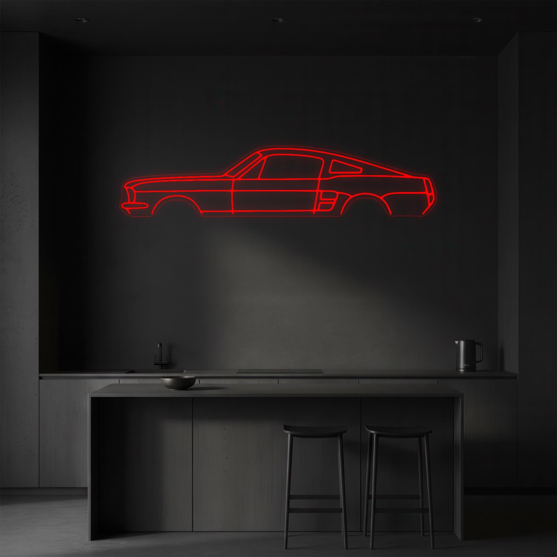 Mustang Fastback 1967 Neon Silhouette