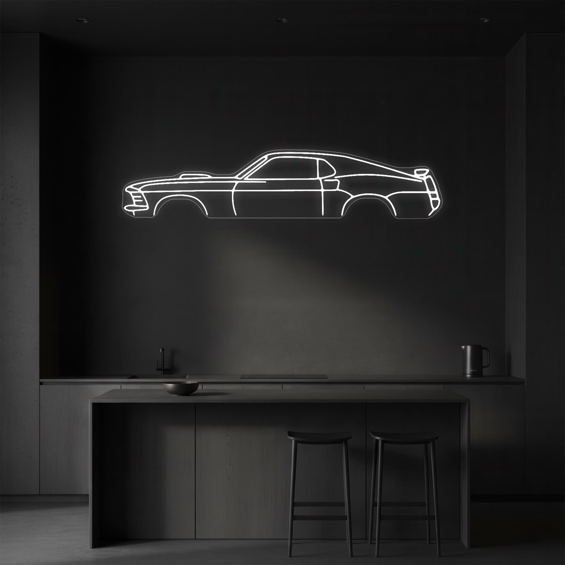 Mustang Fastback 1969 Neon Silhouette