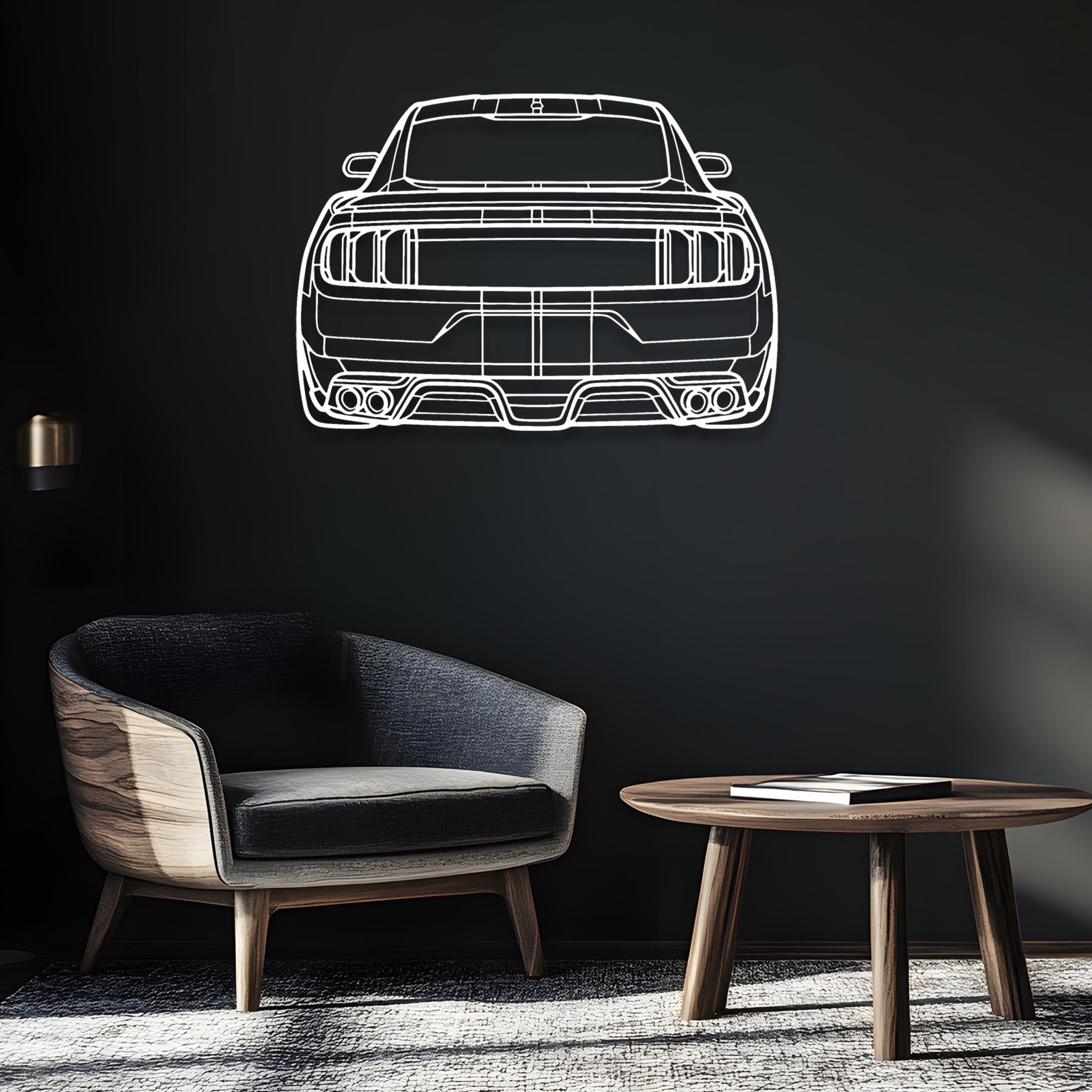 Mustang GT350 Back Silhouette Metal Wall Art