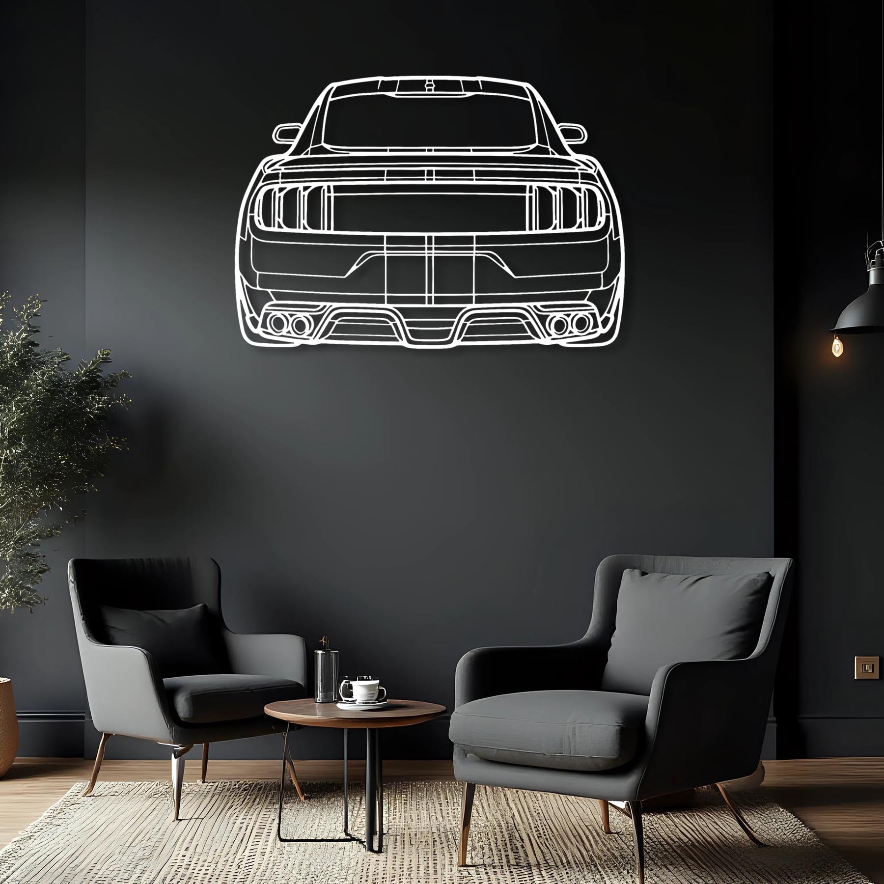 Mustang GT350 Back Silhouette Metal Wall Art