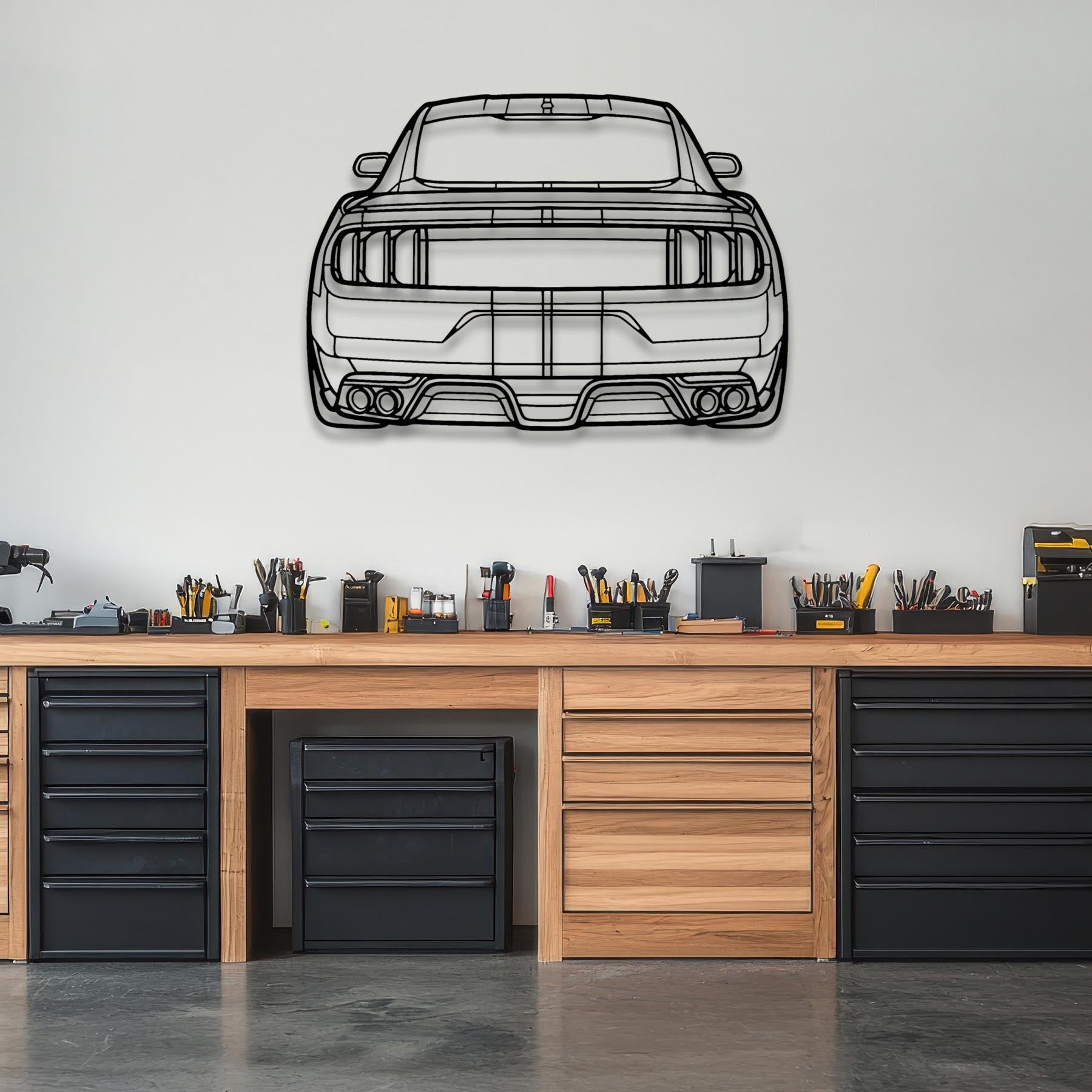 Mustang GT350 Back Silhouette Metal Wall Art