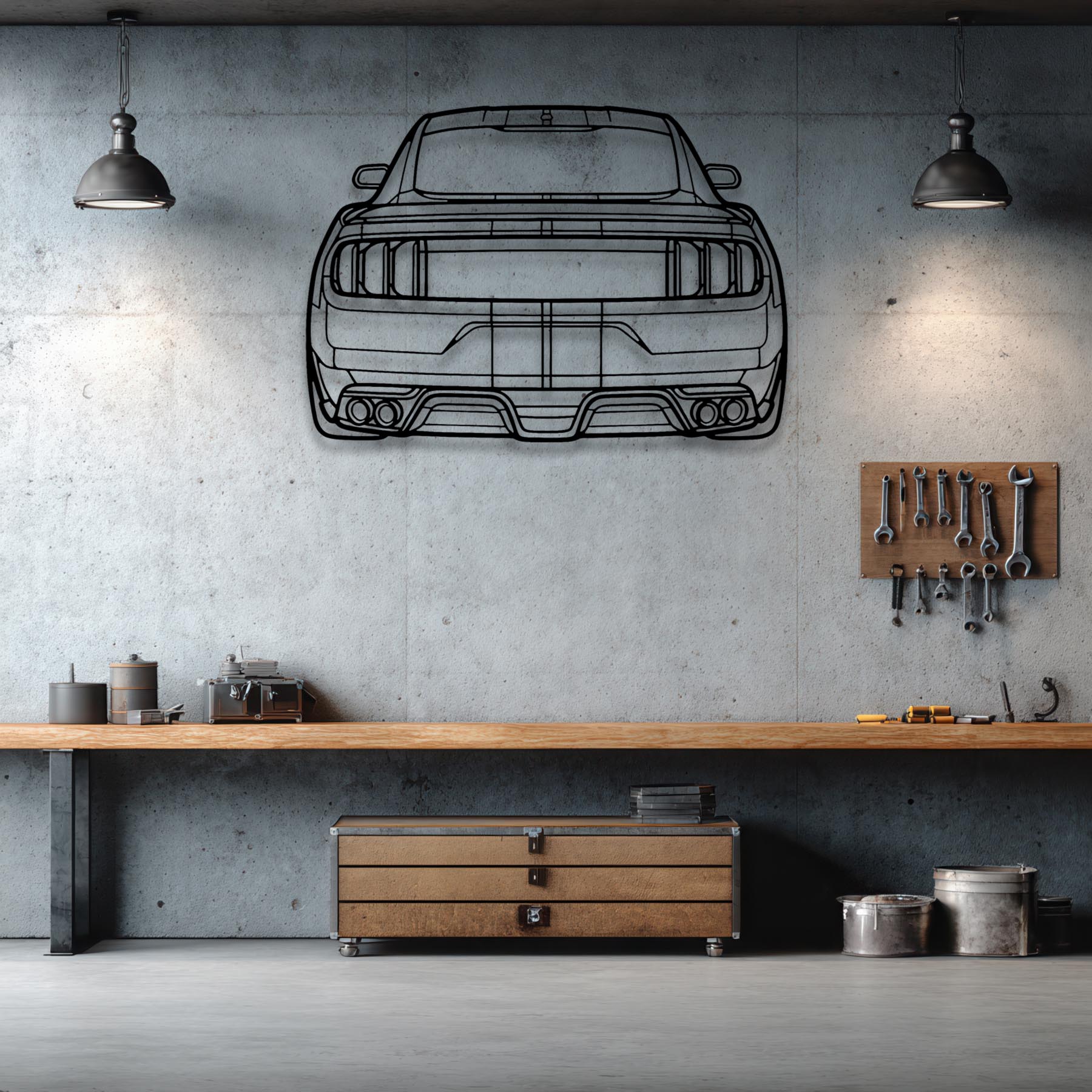 Mustang GT350 Back Silhouette Metal Wall Art