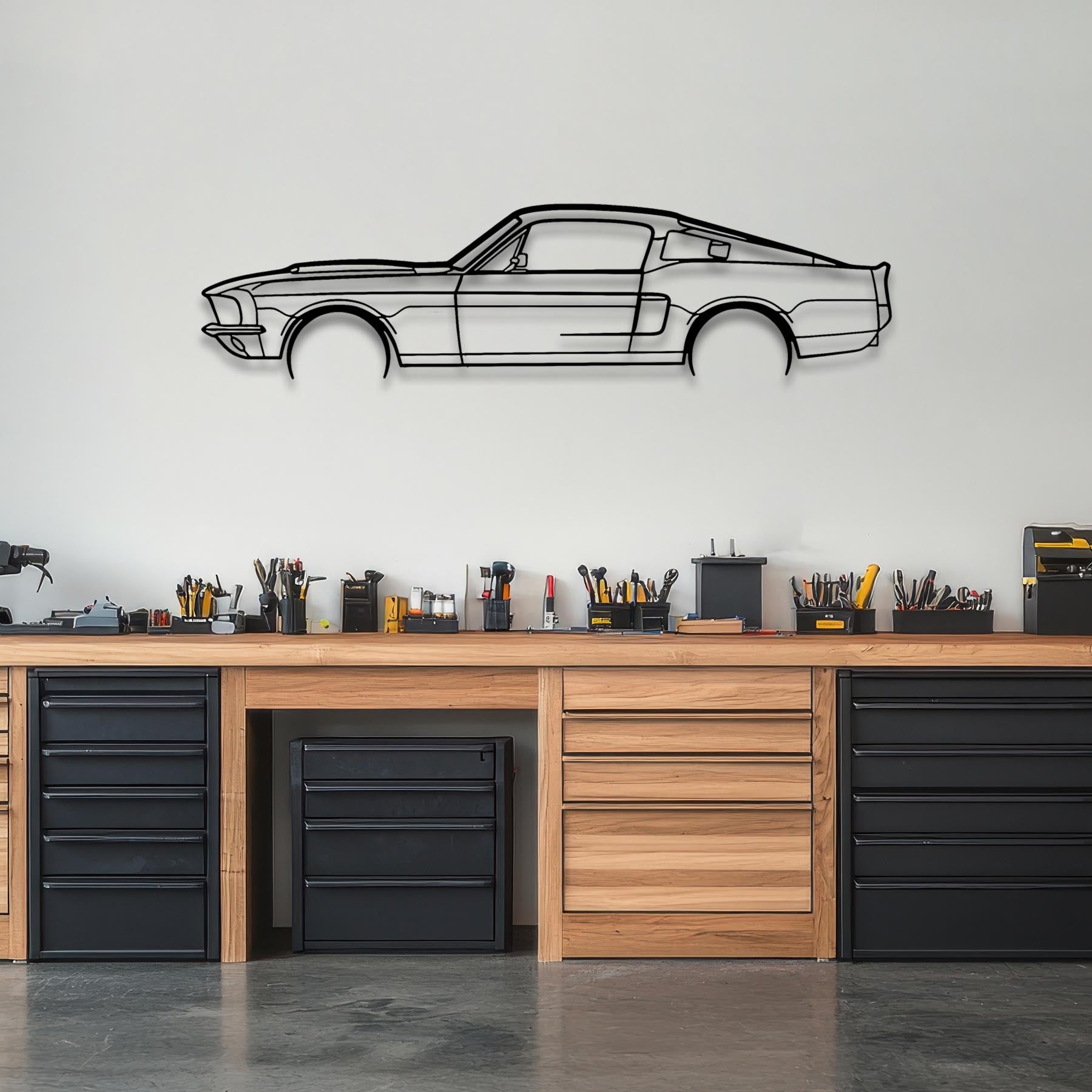 Mustang GT500 1967 Detailed Silhouette Metal Wall Art