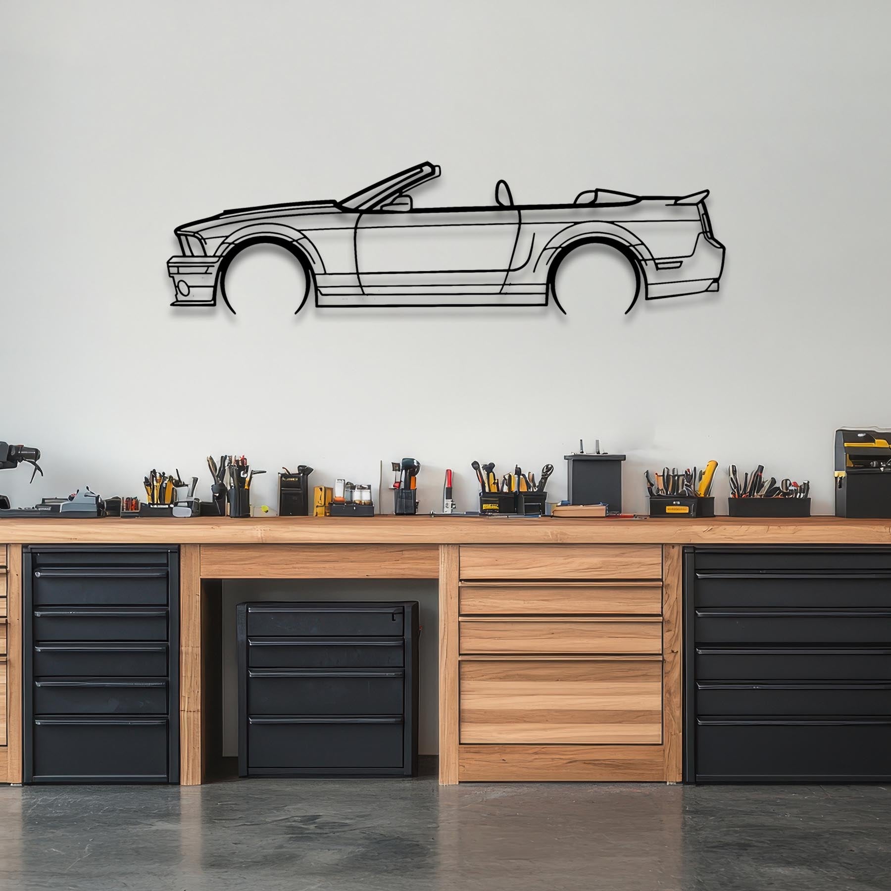 Mustang GT500 2008 Cabrio Detailed Silhouette Metal Wall Art