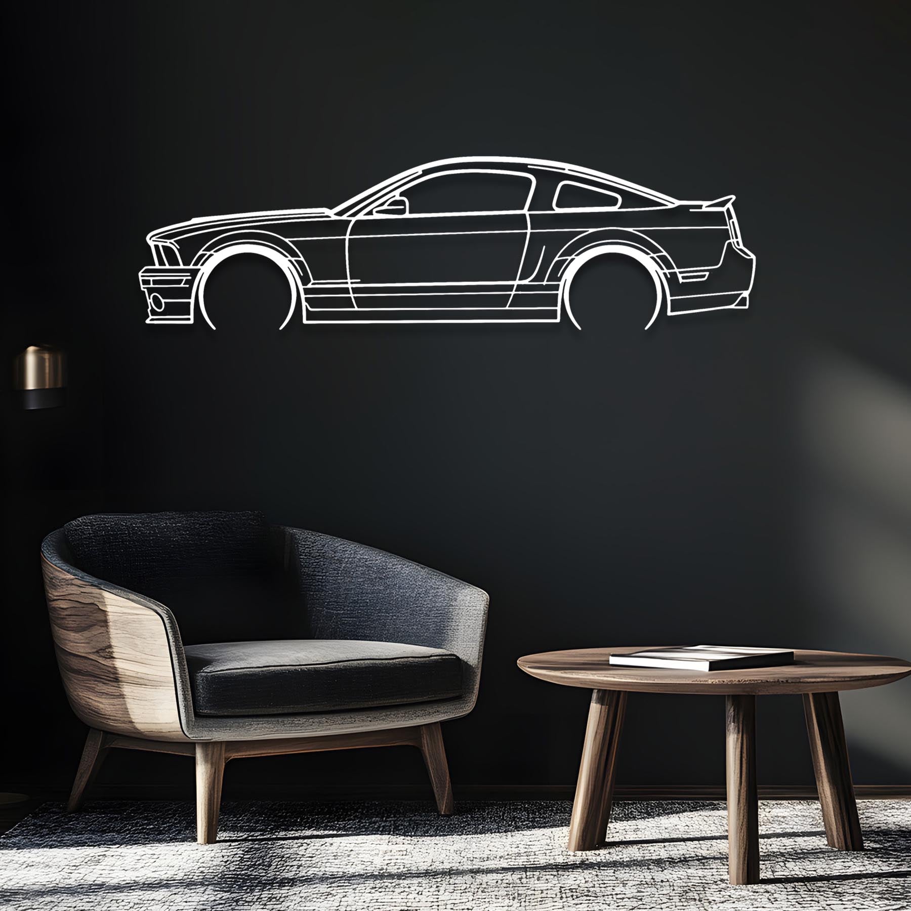 Mustang GT500 2008 Detailed Silhouette Metal Wall Art