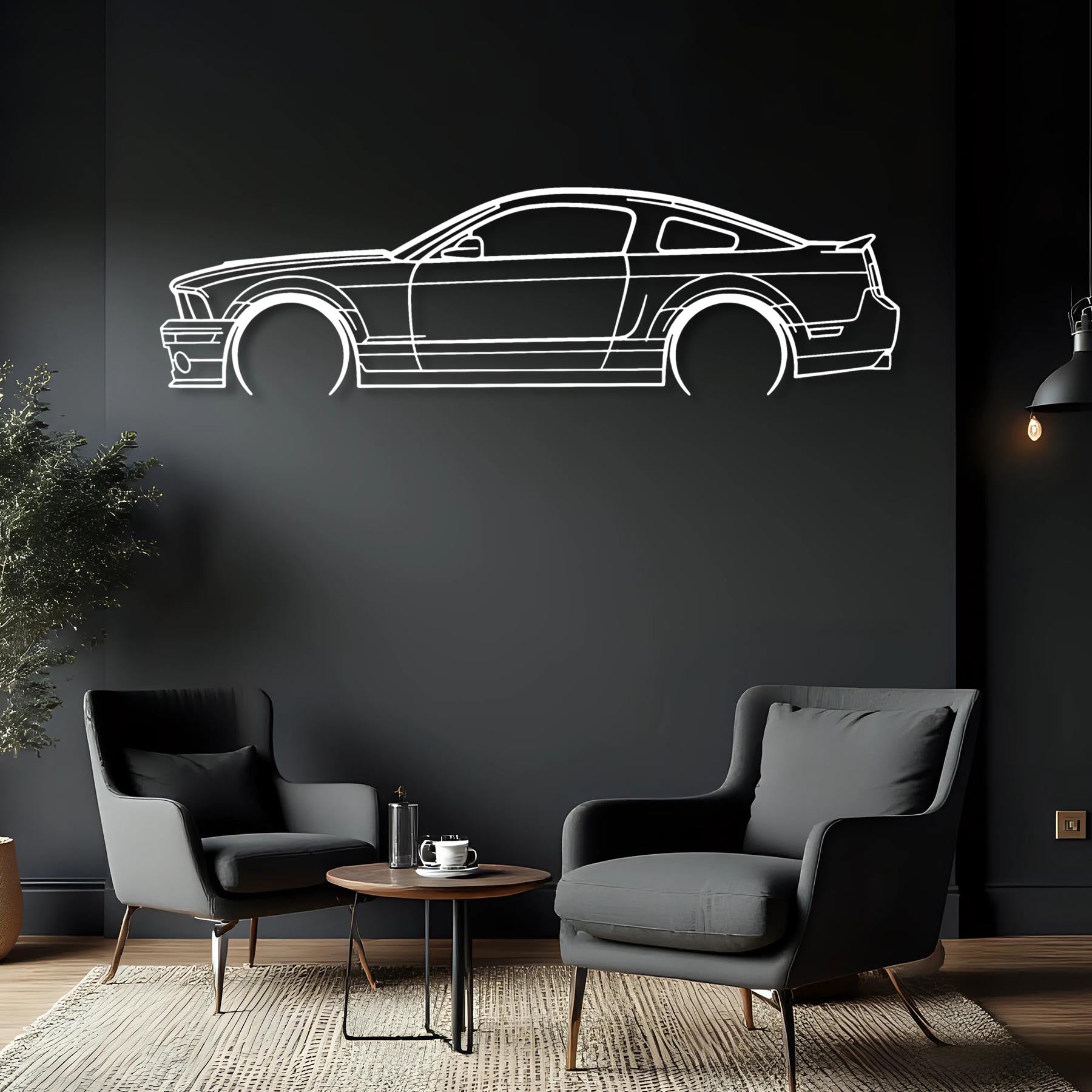 Mustang GT500 2008 Detailed Silhouette Metal Wall Art