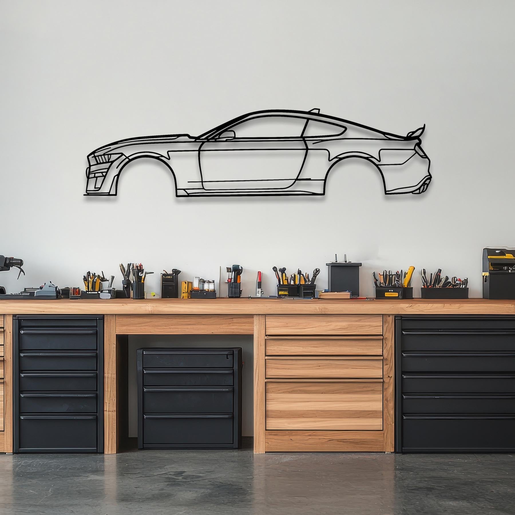 Mustang GT500 Detailed Silhouette Metal Wall Art