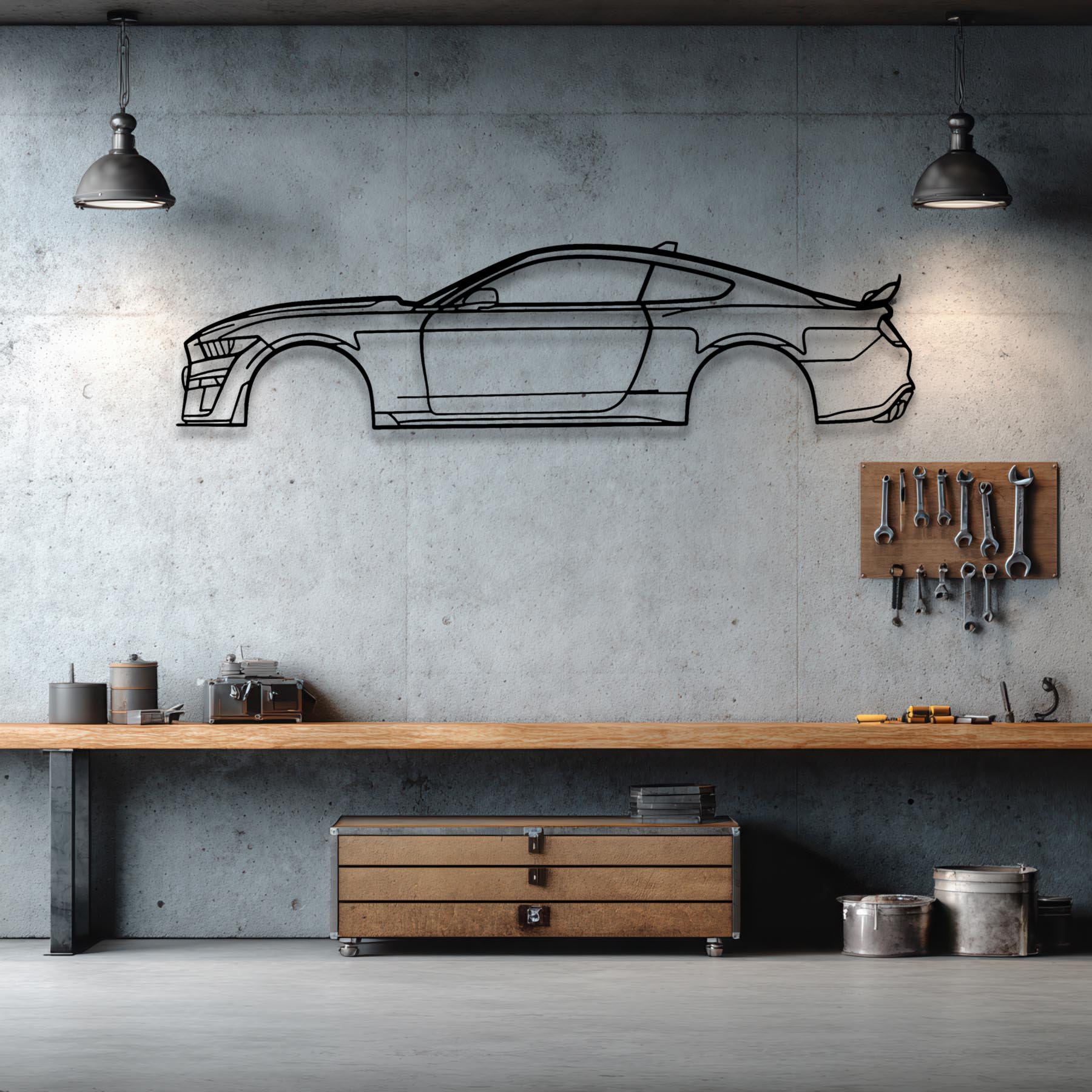 Mustang GT500 Detailed Silhouette Metal Wall Art