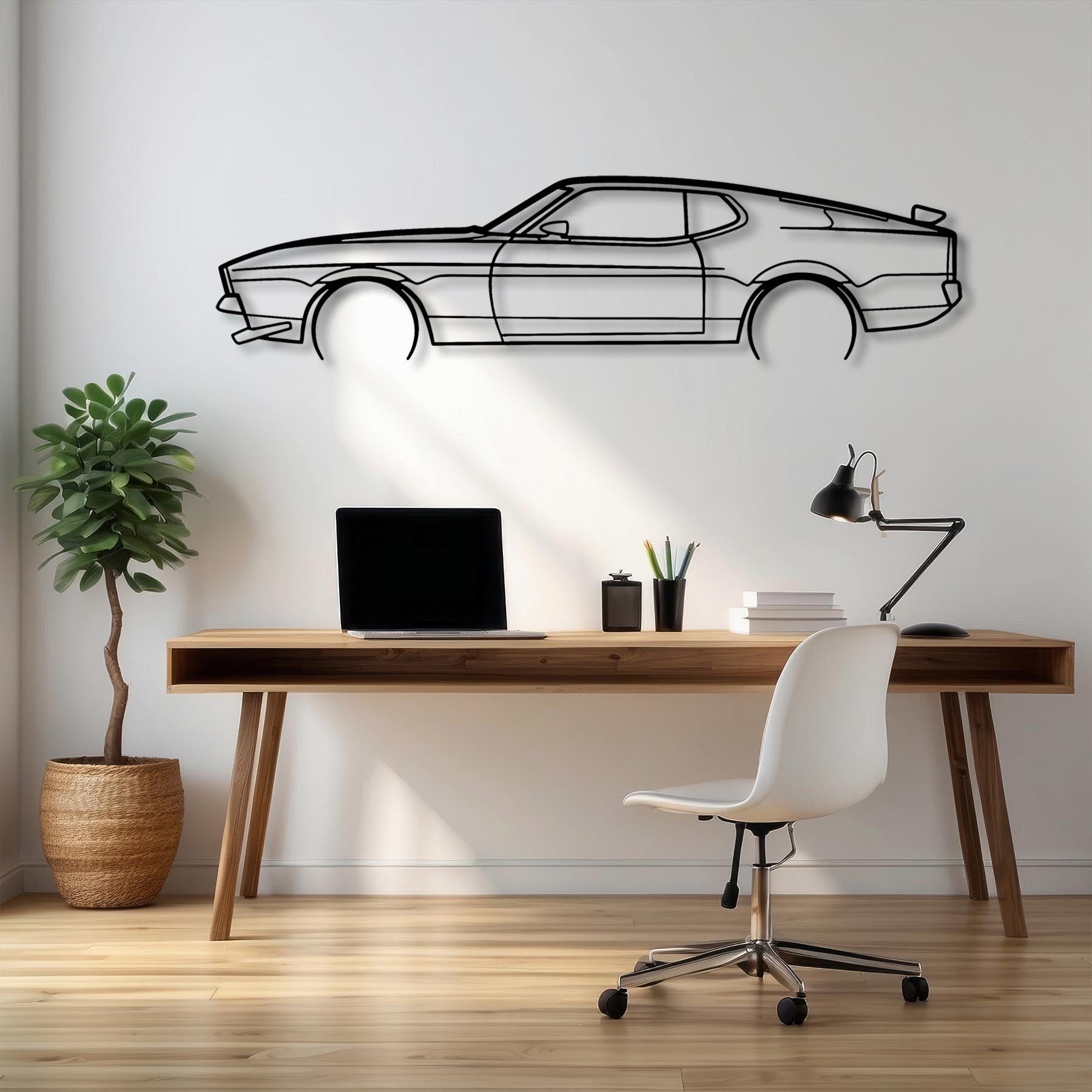 Mustang Mach 1 Detailed Silhouette Metal Wall Art