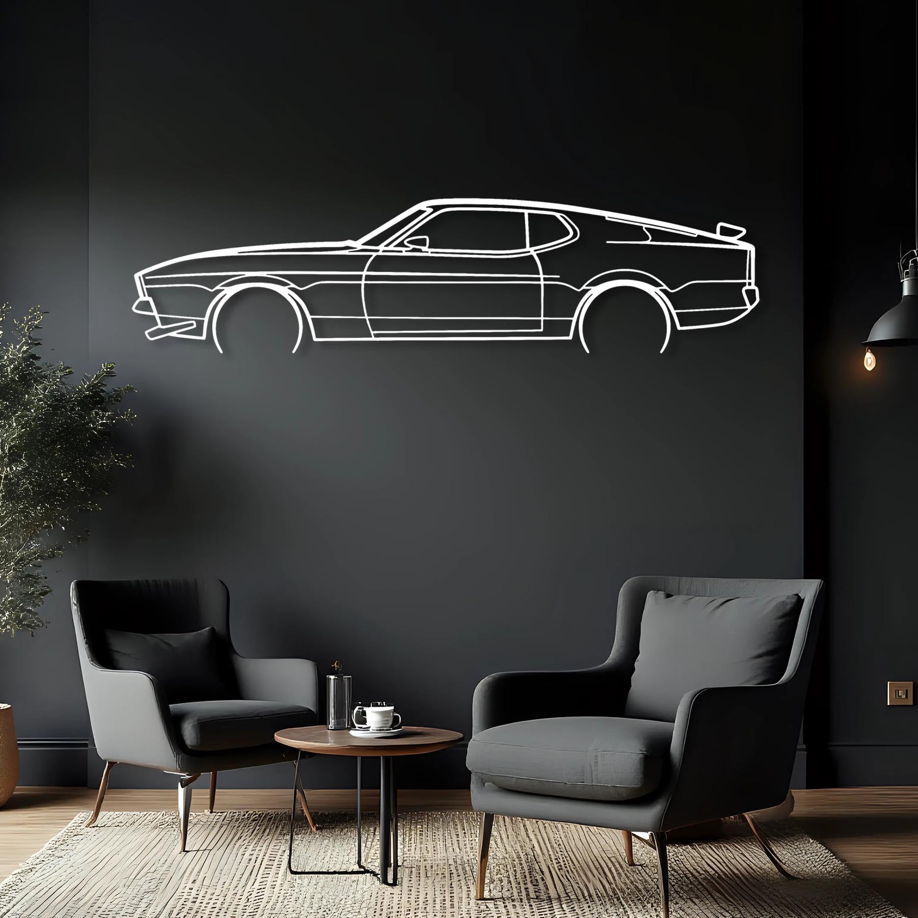 Mustang Mach 1 Detailed Silhouette Metal Wall Art