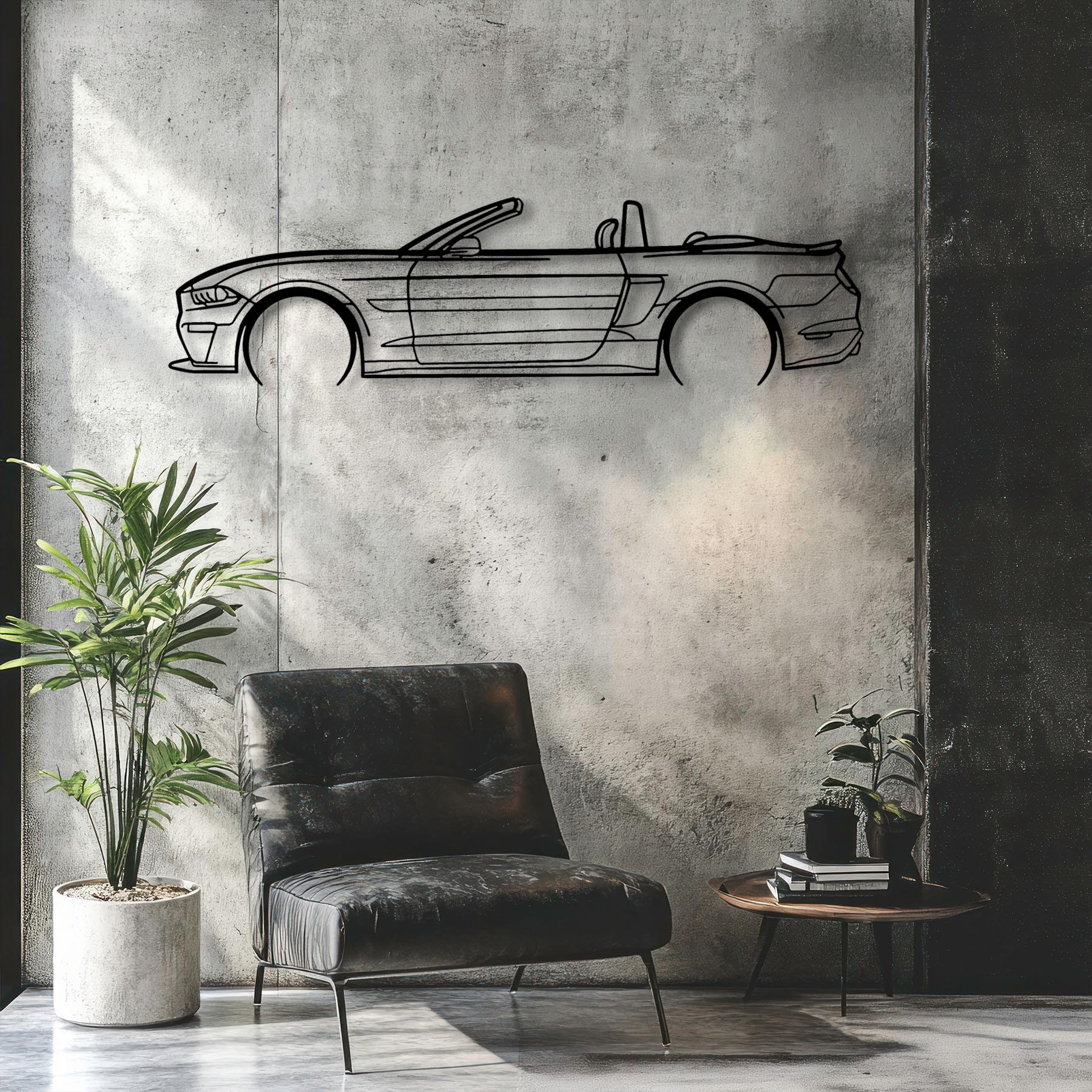 Mustang S550 Convertible 2019 Detailed Silhouette Metal Wall Art