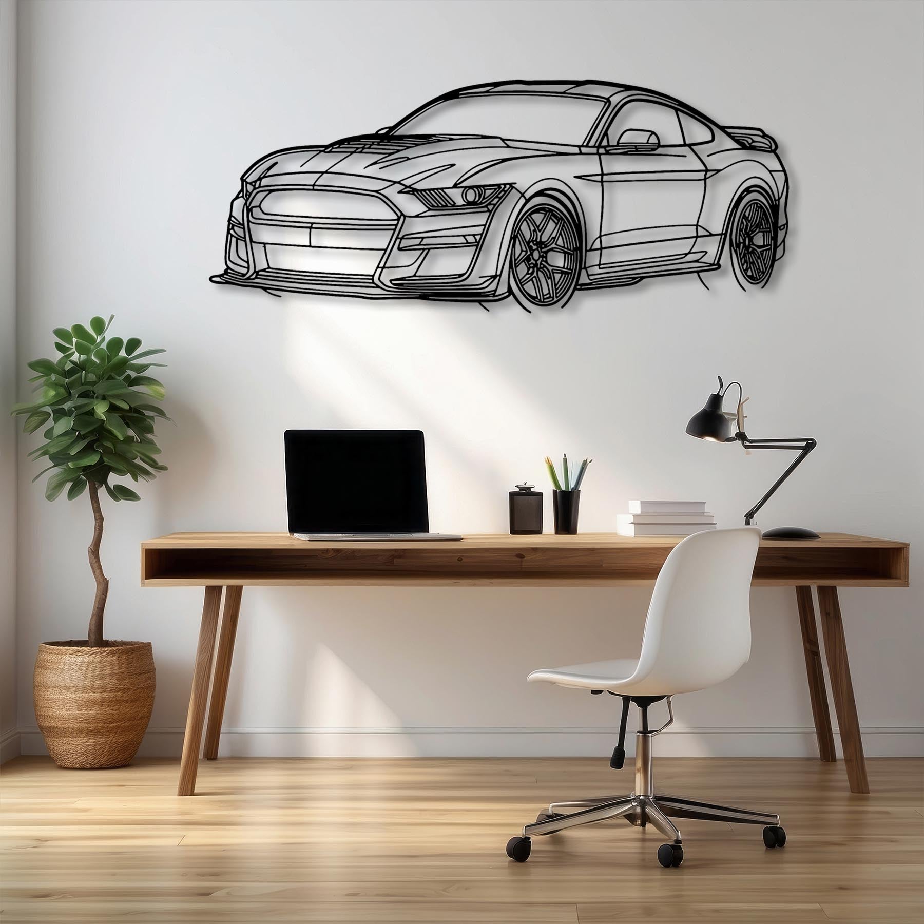 Mustang Shelby GT500 2021 Angle Silhouette Metal Wall Art