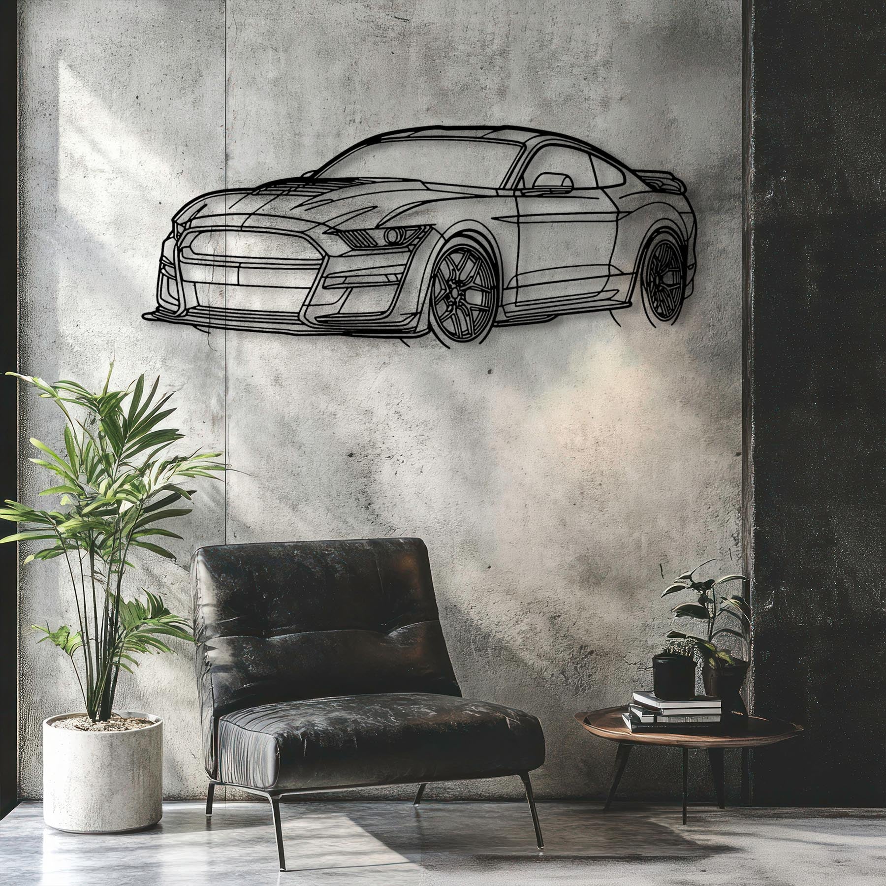 Mustang Shelby GT500 2021 Angle Silhouette Metal Wall Art