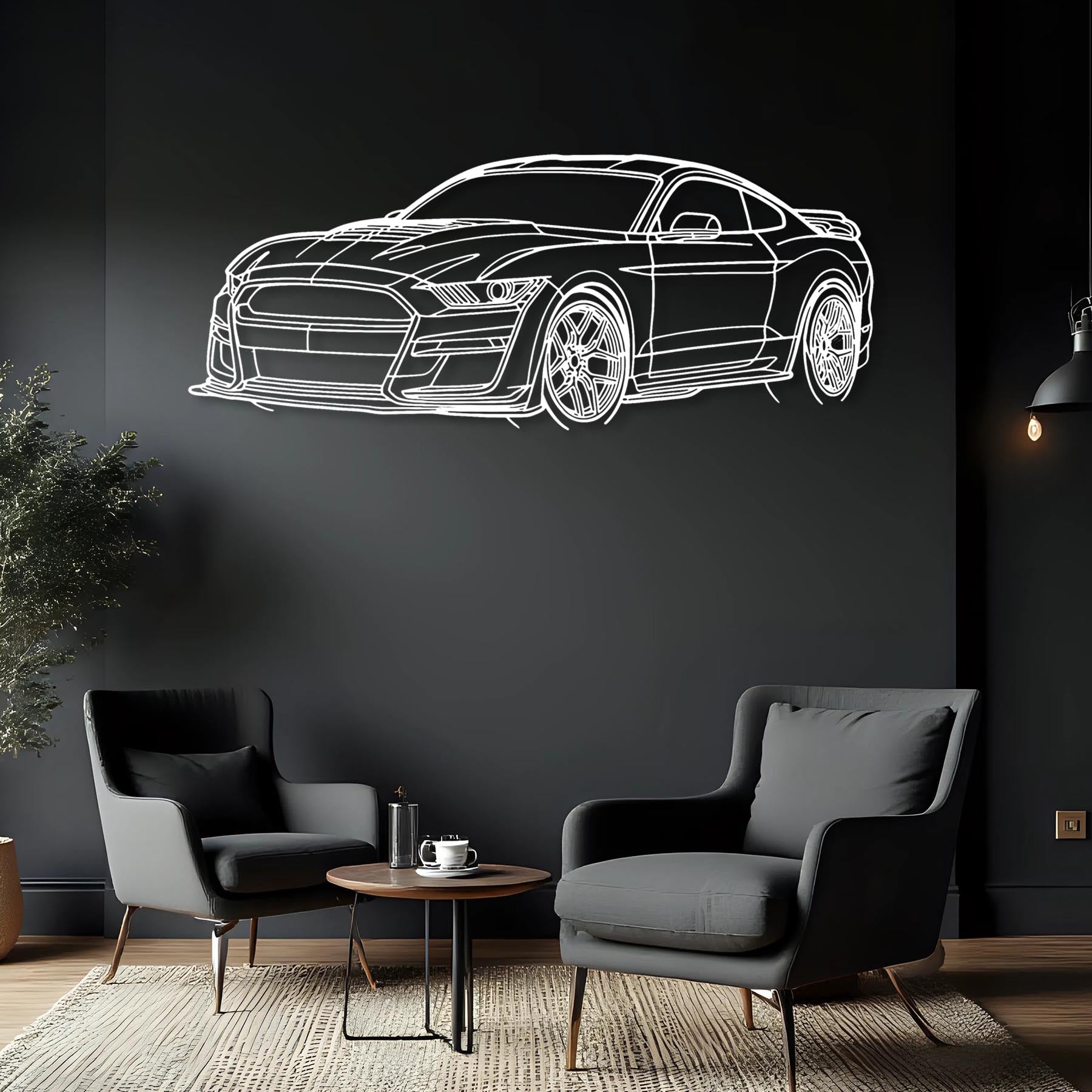 Mustang Shelby GT500 2021 Angle Silhouette Metal Wall Art