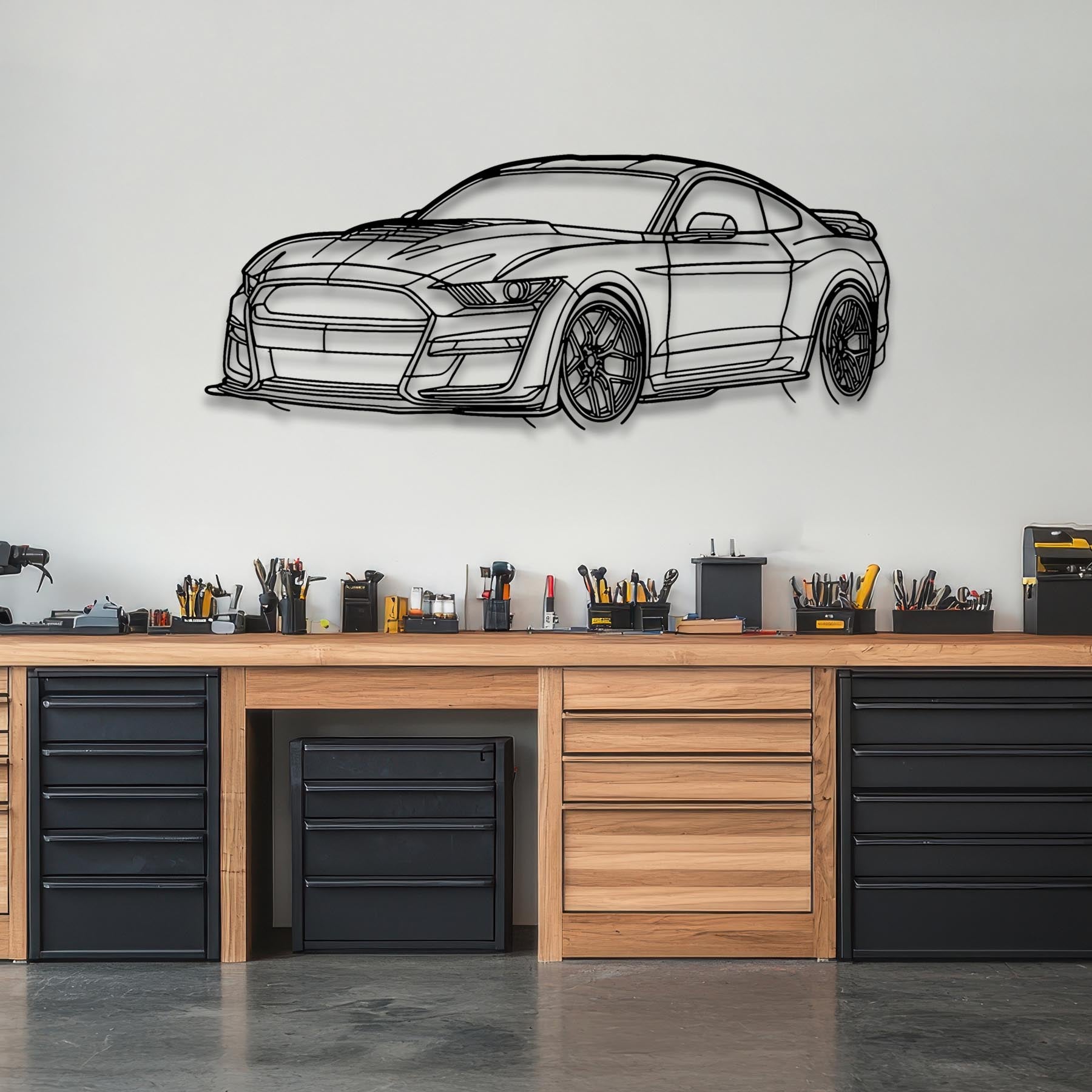 Mustang Shelby GT500 2021 Angle Silhouette Metal Wall Art