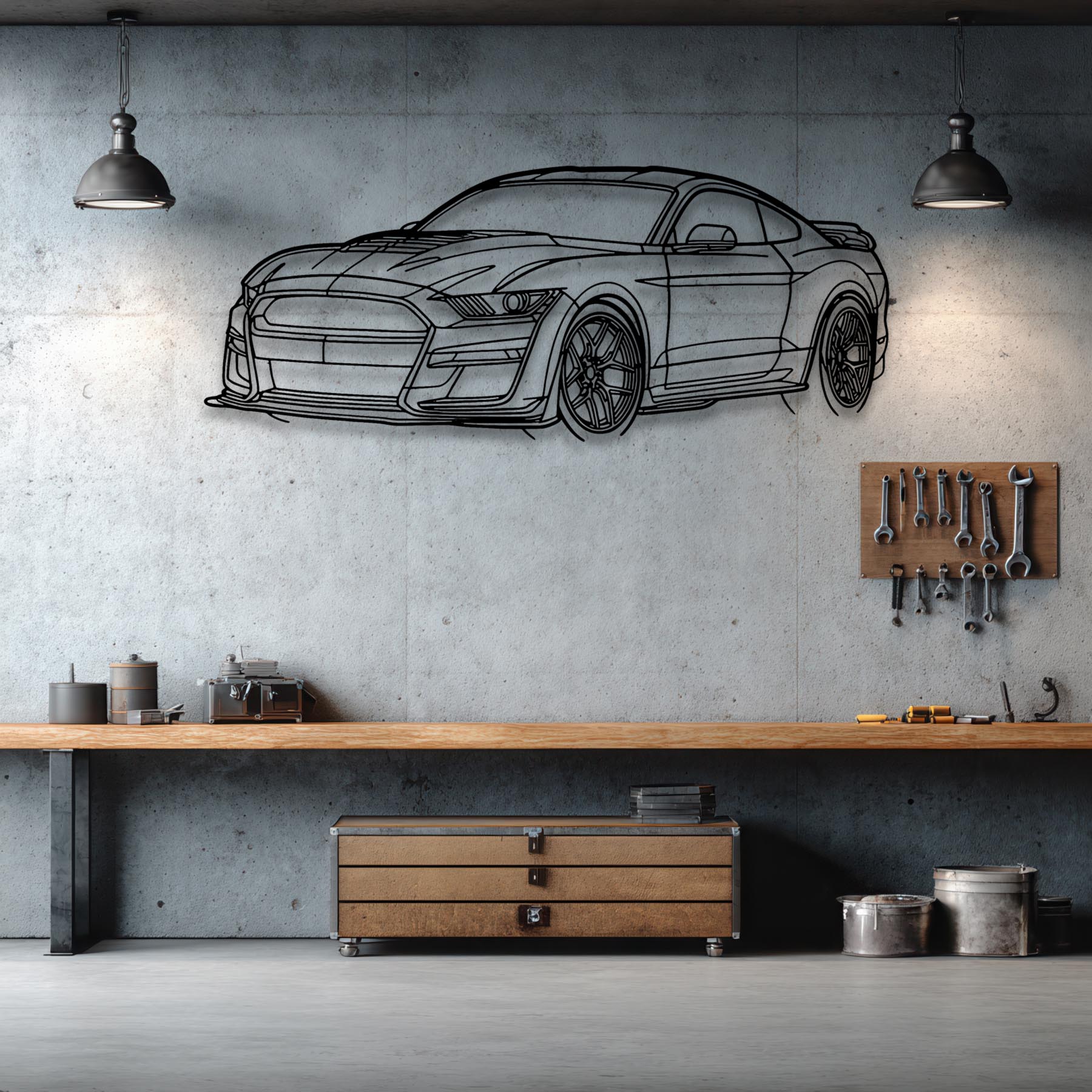 Mustang Shelby GT500 2021 Angle Silhouette Metal Wall Art