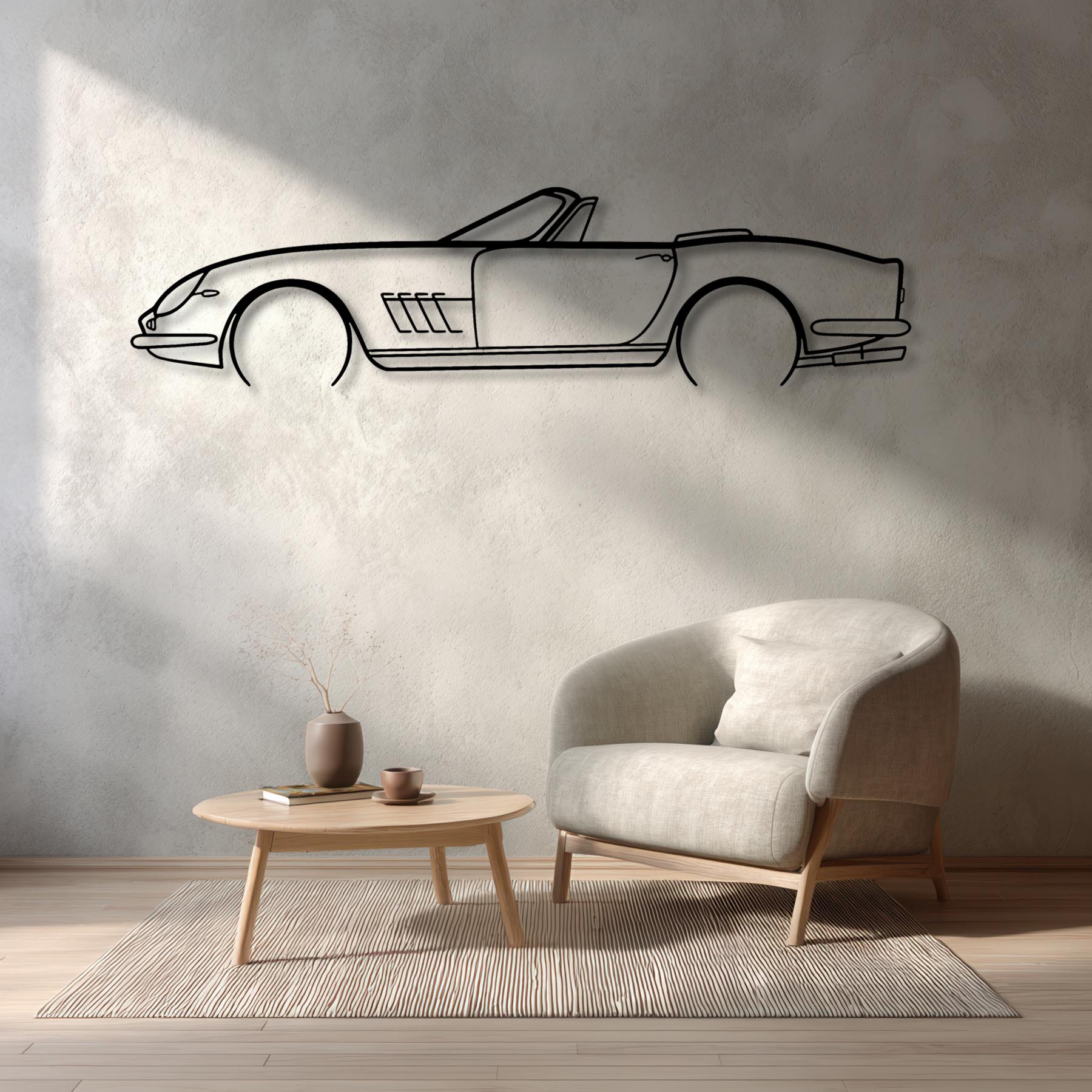 NART Spyder 1967 Detailed Silhouette Metal Wall Art