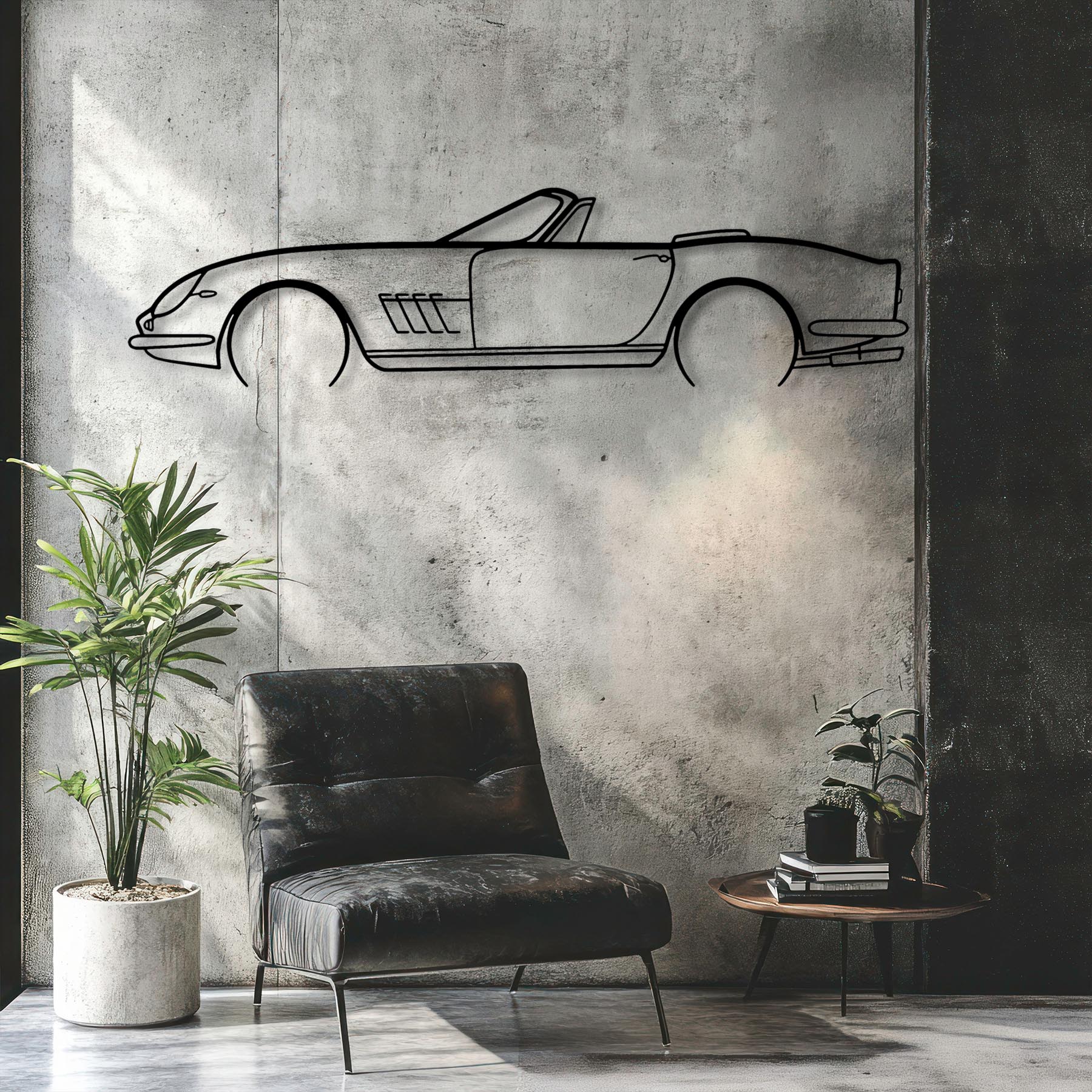 NART Spyder 1967 Detailed Silhouette Metal Wall Art