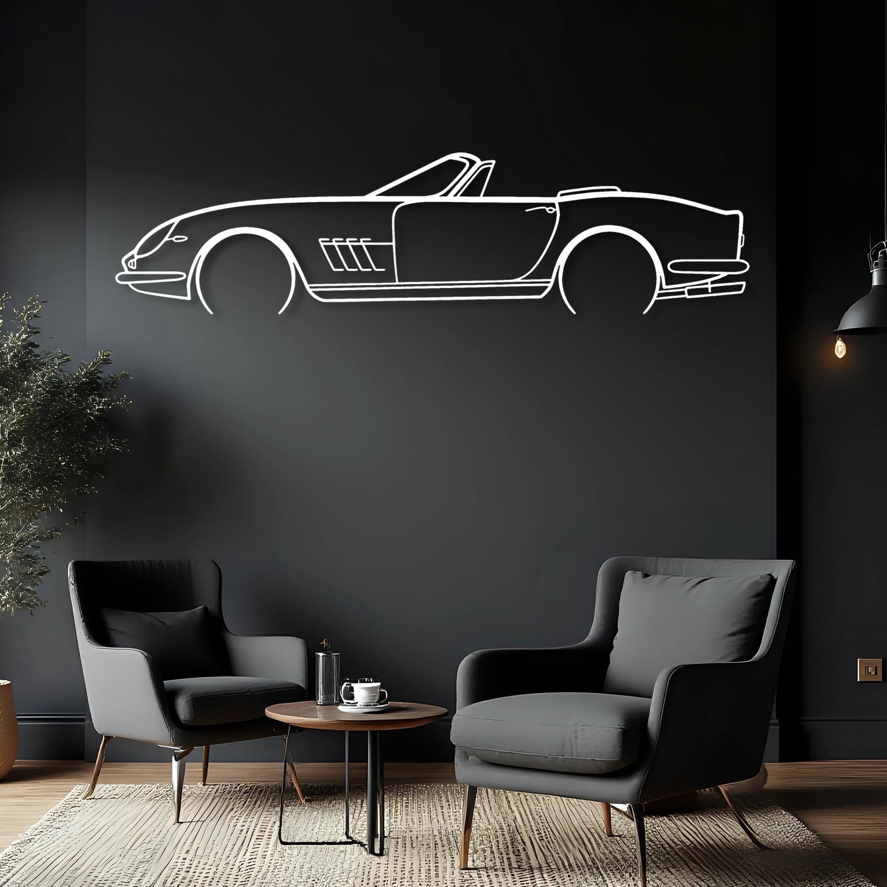 NART Spyder 1967 Detailed Silhouette Metal Wall Art