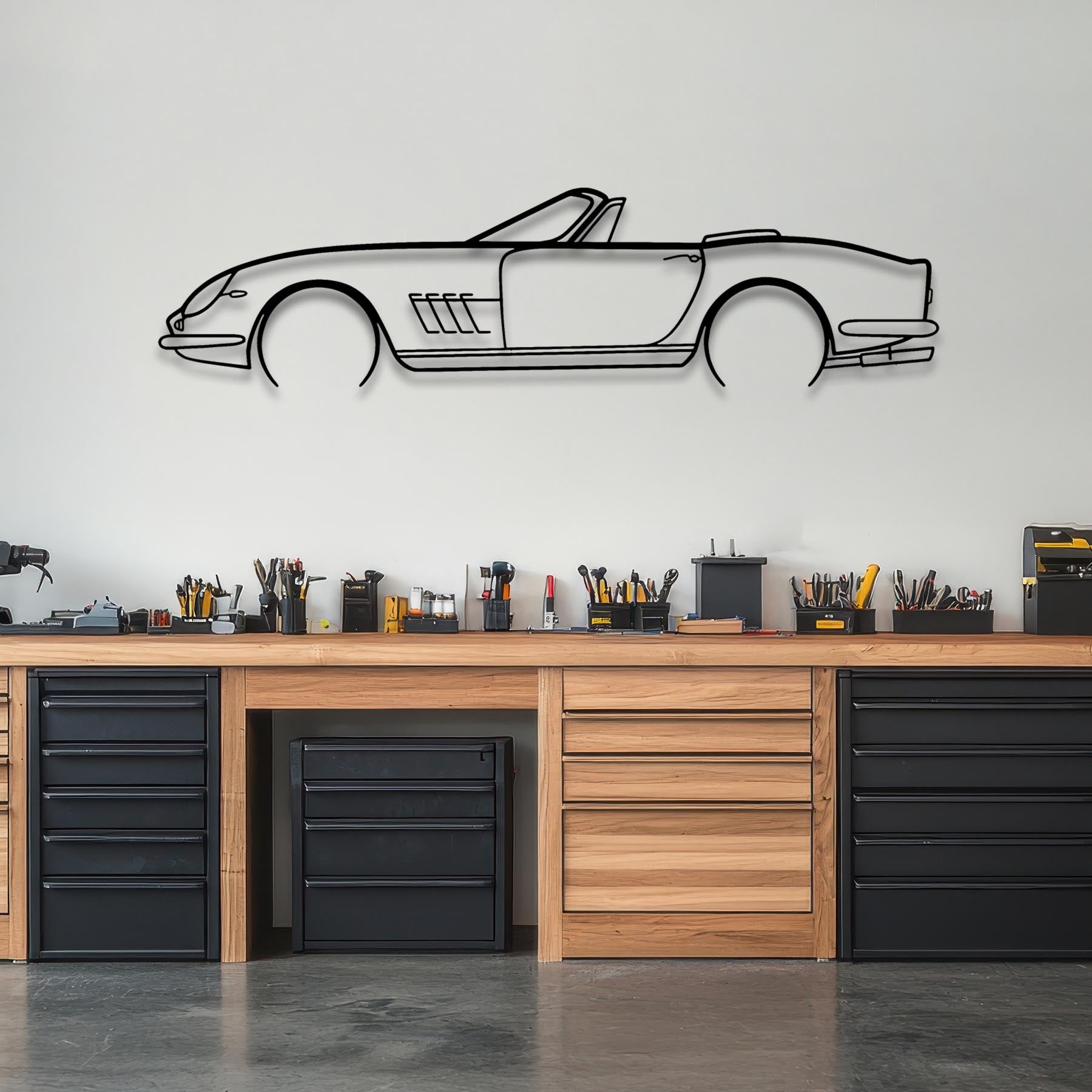 NART Spyder 1967 Detailed Silhouette Metal Wall Art