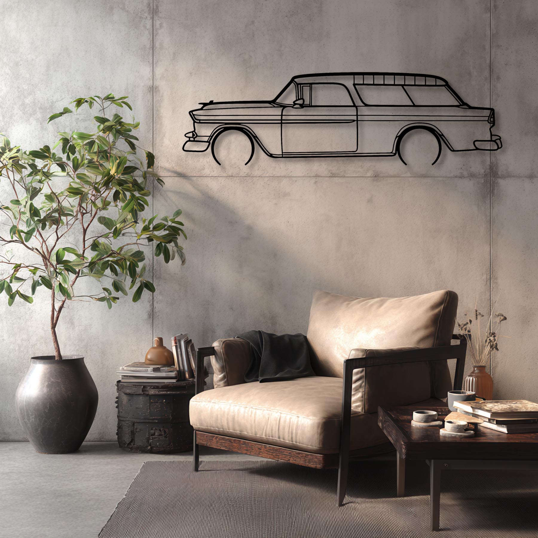 Nomad 1955 Detailed Silhouette Metal Wall Art