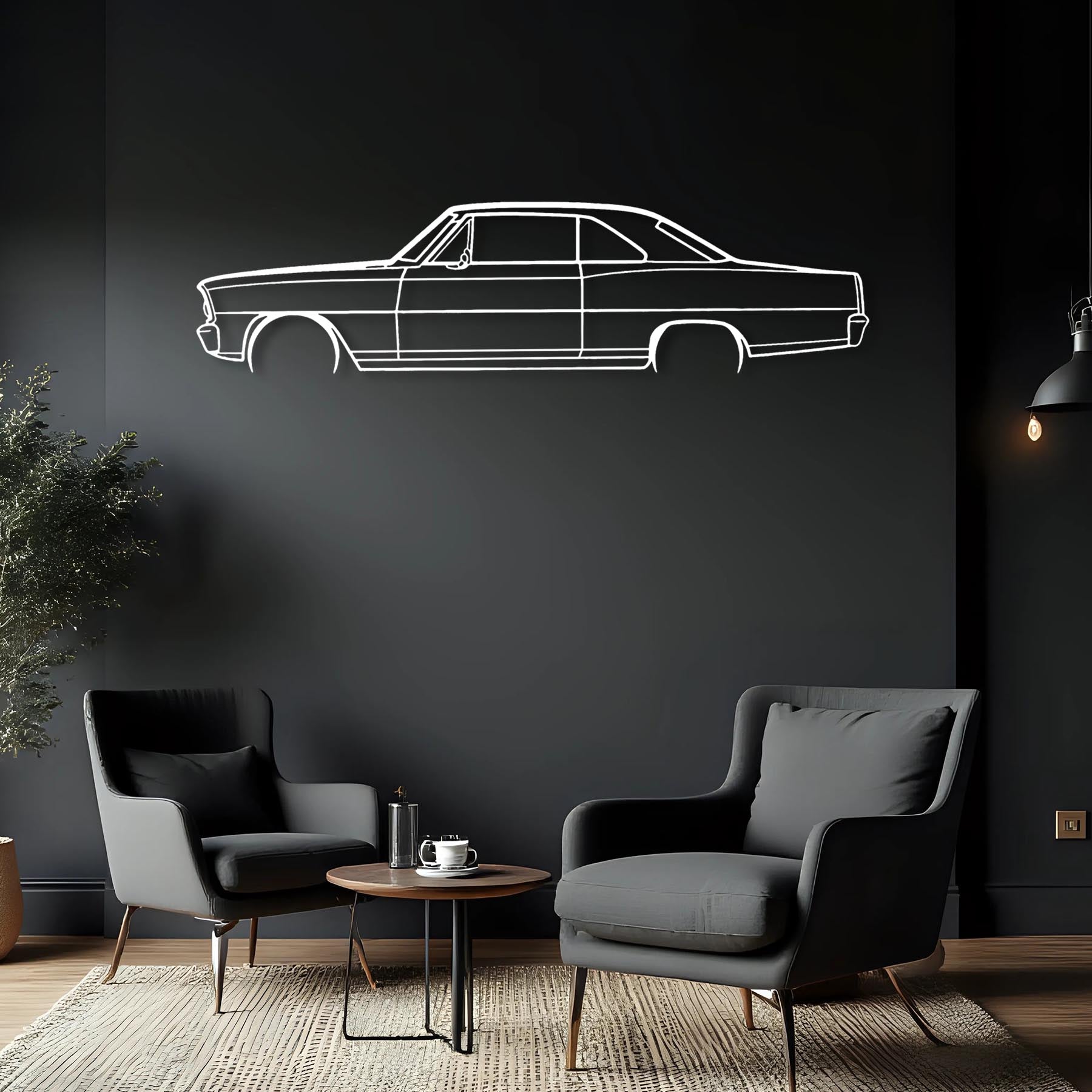 Nova SS 1966 Detailed Silhouette Metal Wall Art