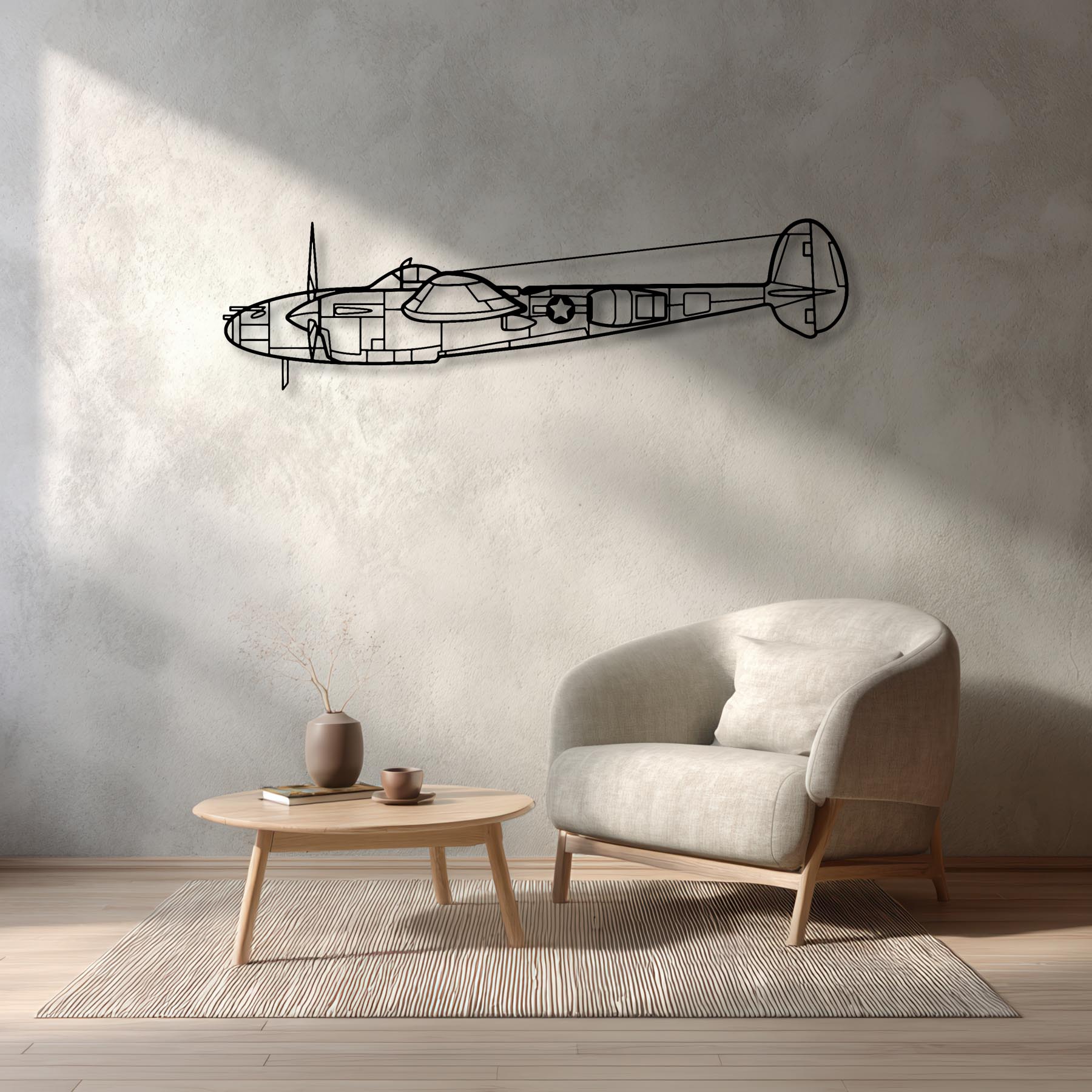 P-38L Lightning 1945 Metal Aircraft Wall Art - NCP0237