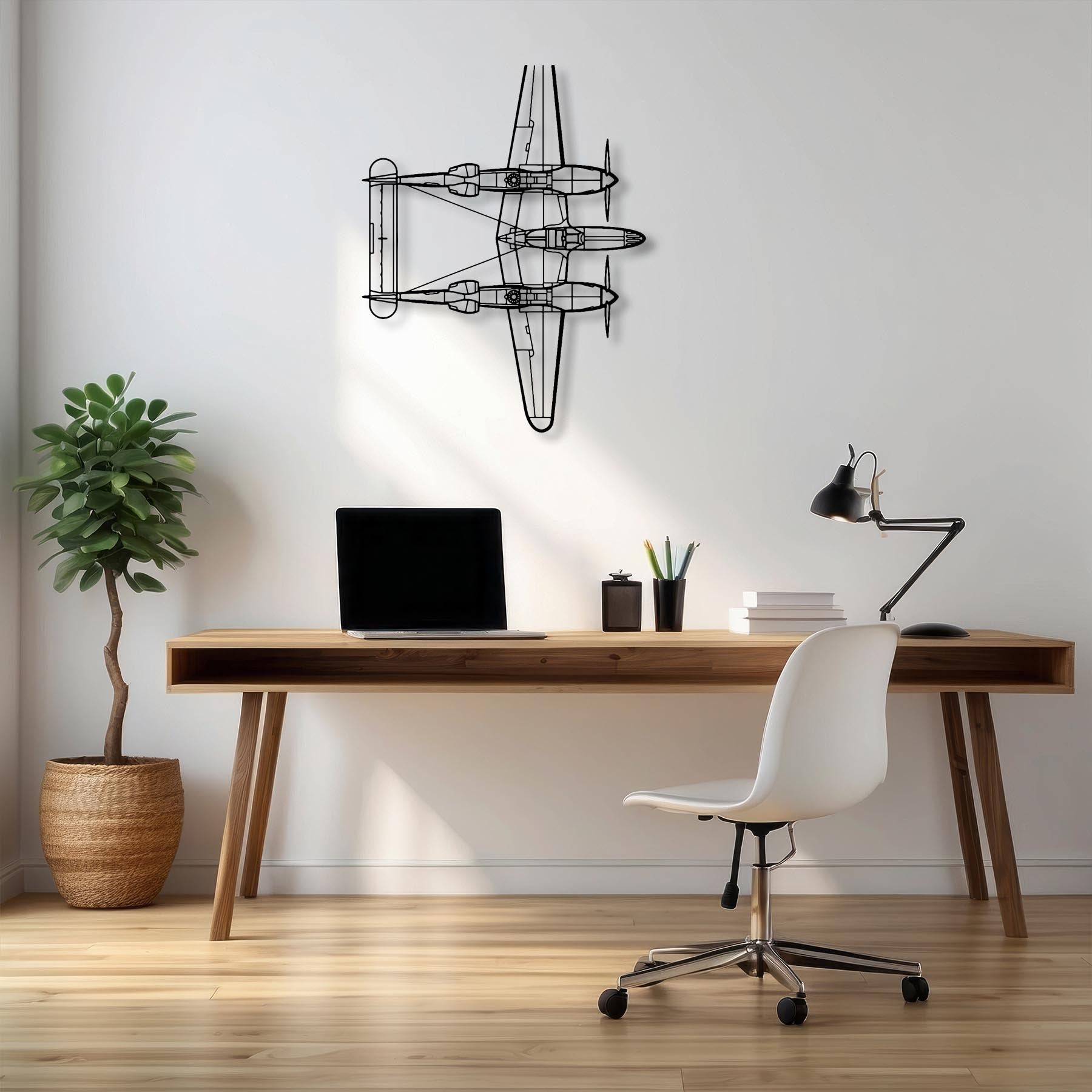 P-38 Lightning Top Metal Aircraft Wall Art - NCP0236