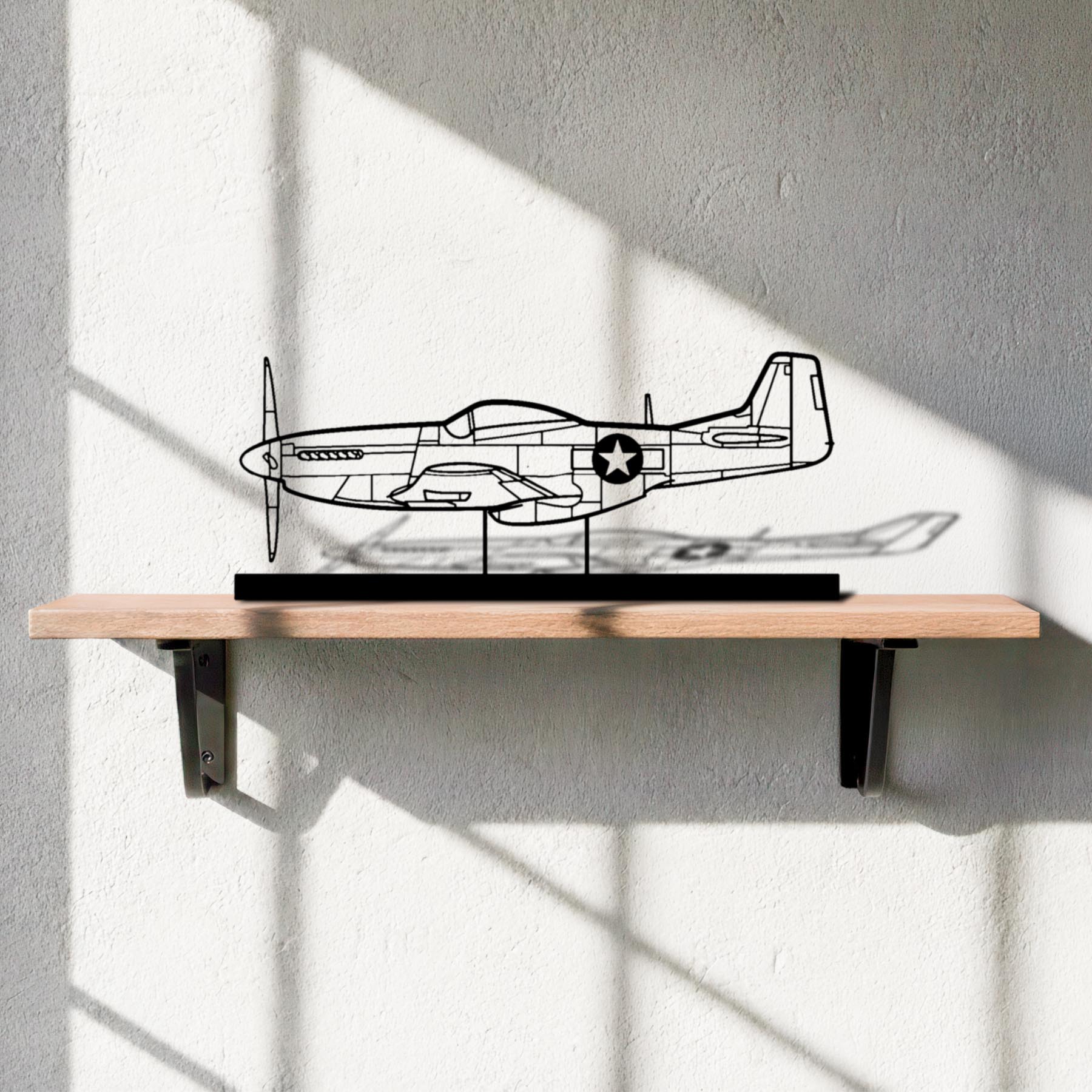 P-51 Mustang Silhouette Metal Art Stand