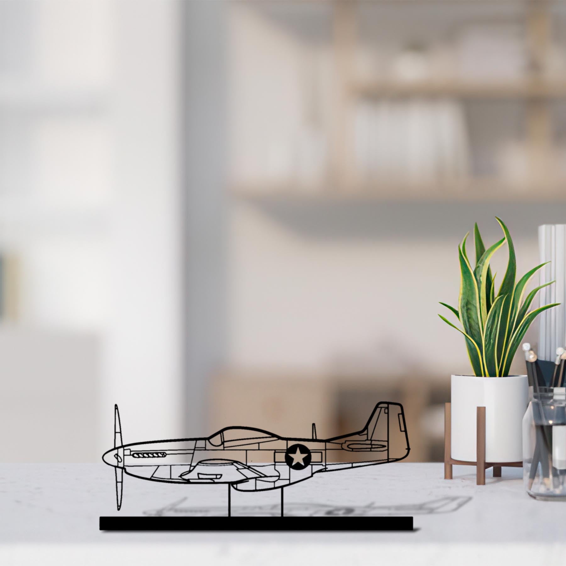P-51 Mustang Silhouette Metal Art Stand