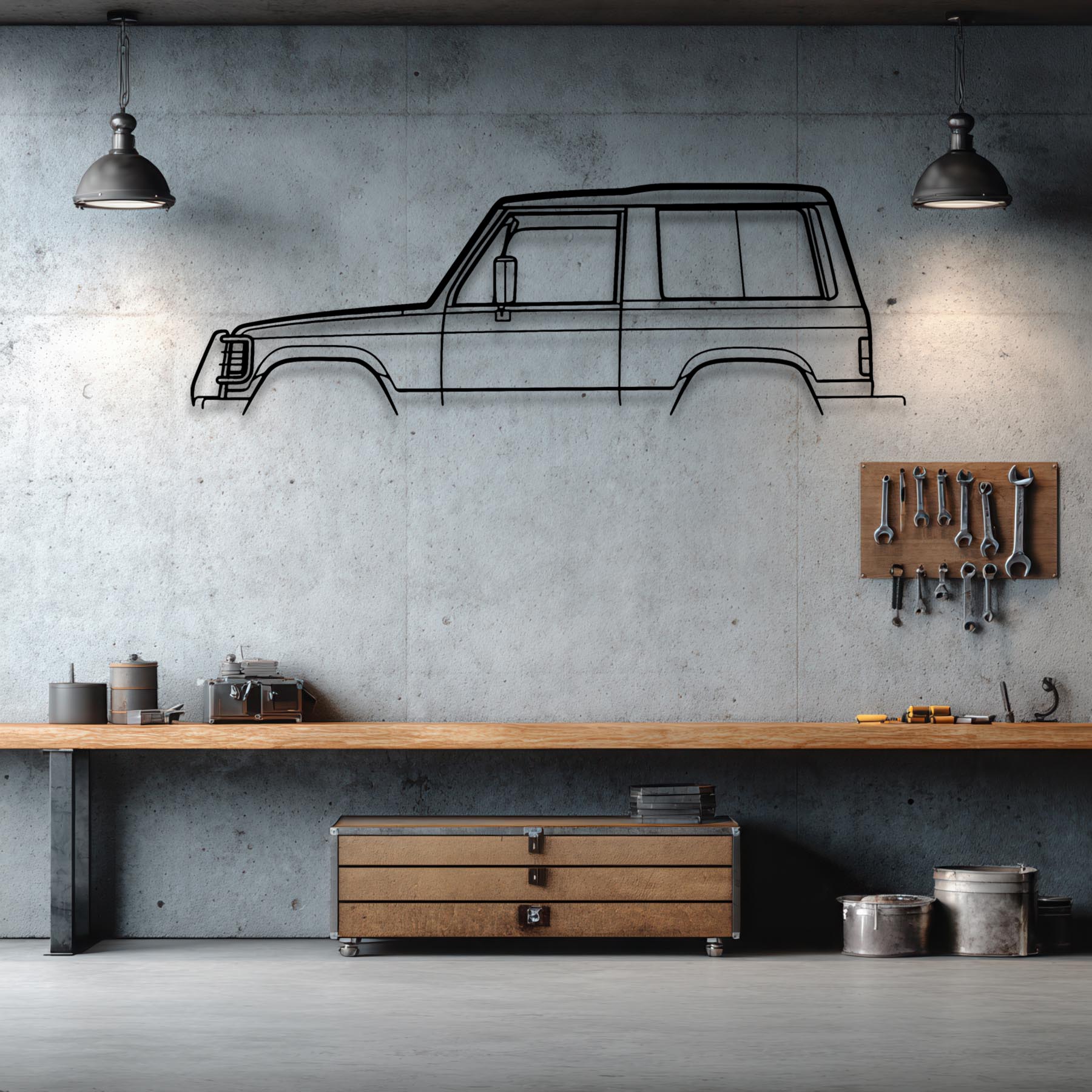 Pajero 1987 Classic Silhouette Metal Wall Art