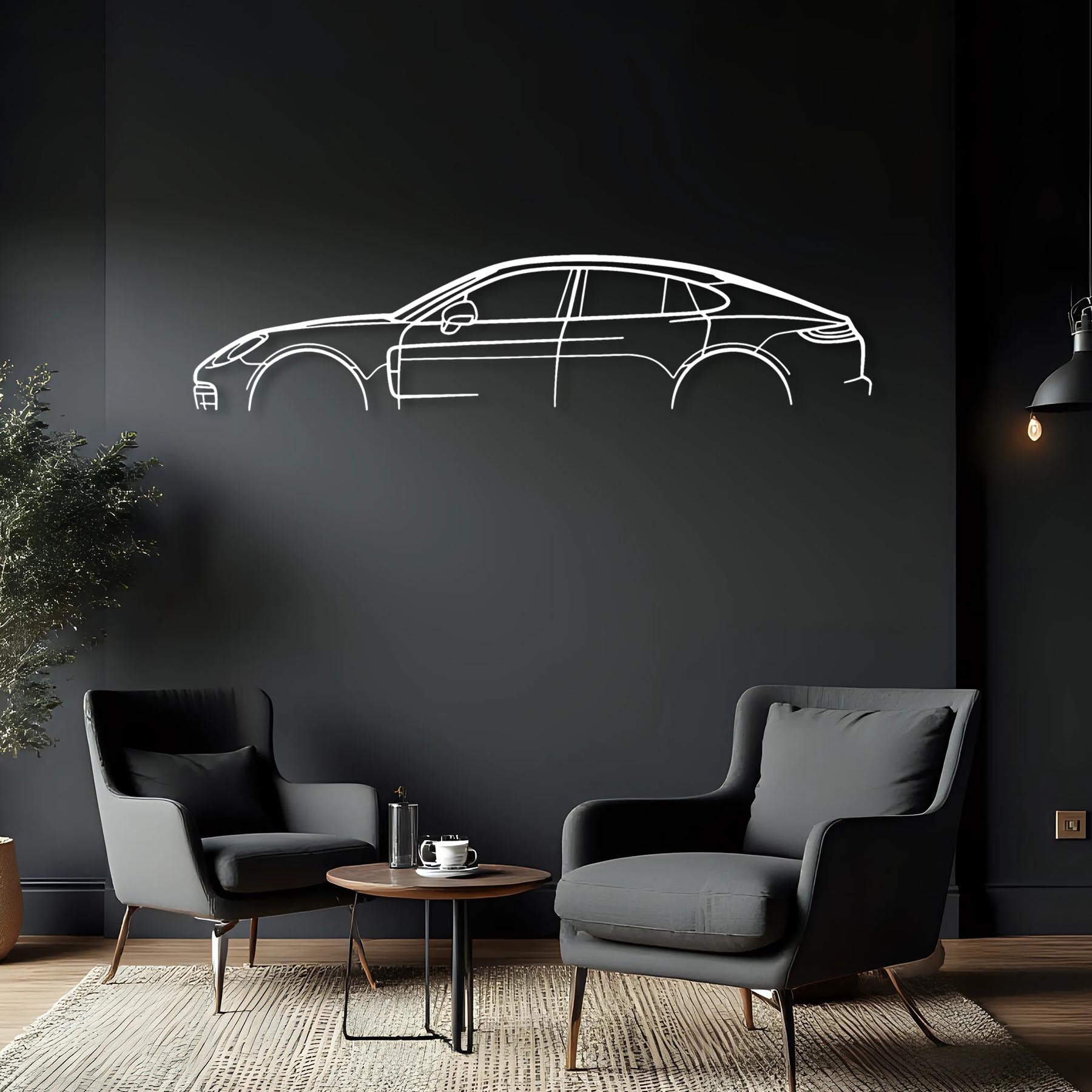 Panamera Gen 2 Classic Silhouette Metal Wall Art