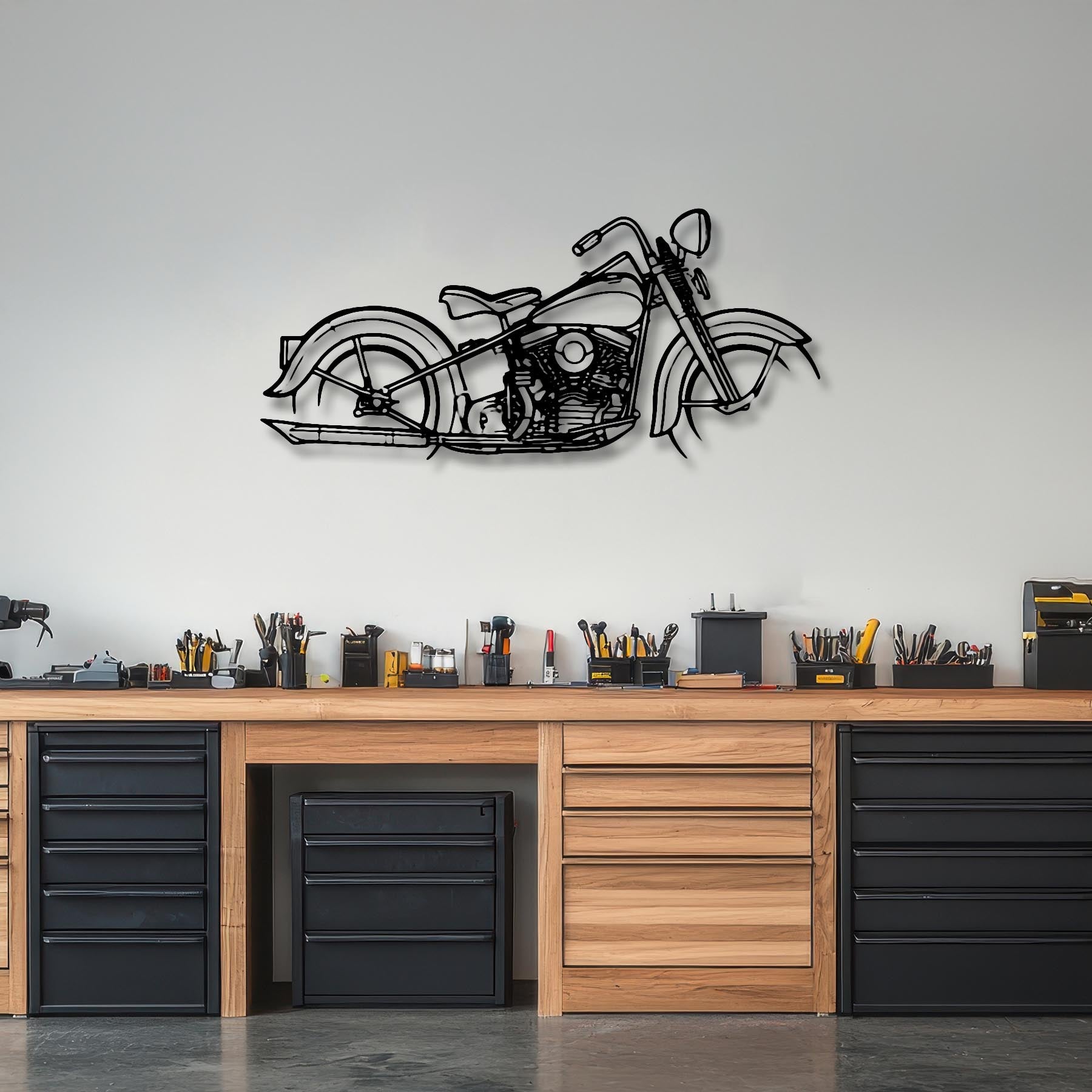 Panhead 1948 Silhouette Metal Wall Art