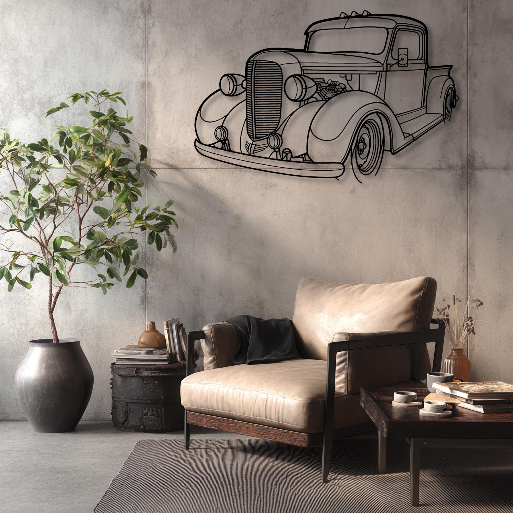Pickup 1938 Angle Silhouette Metal Wall Art