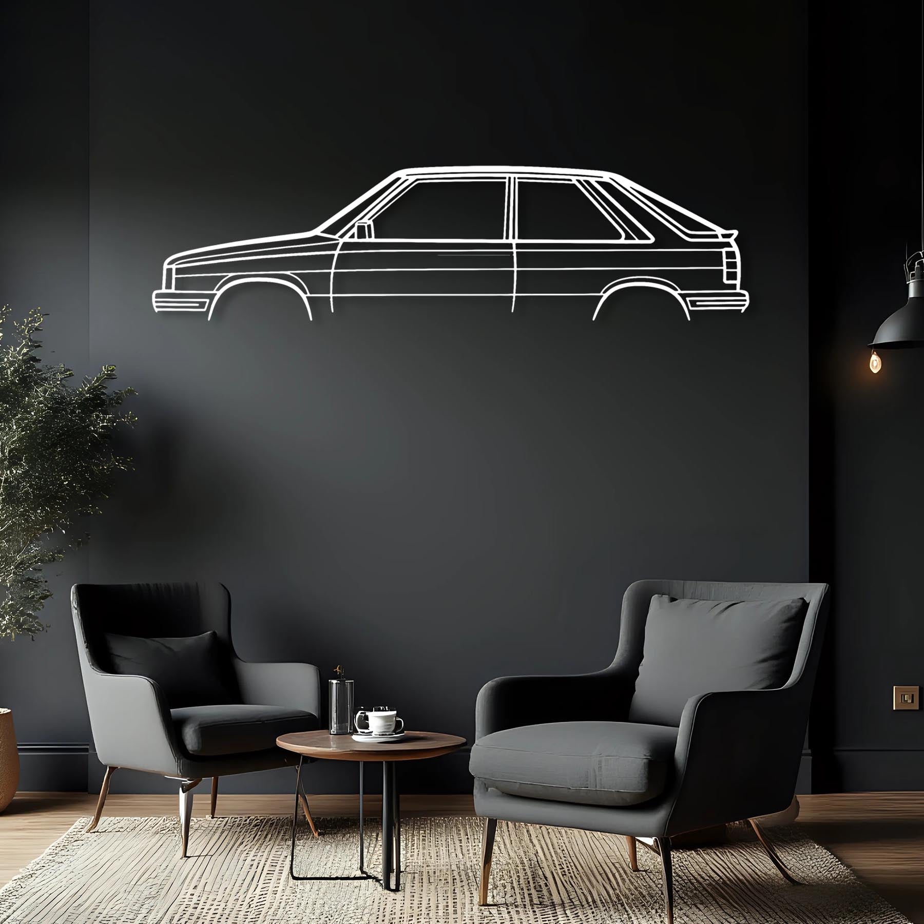 R11 Turbo 1986 Classic Silhouette Metal Wall Art