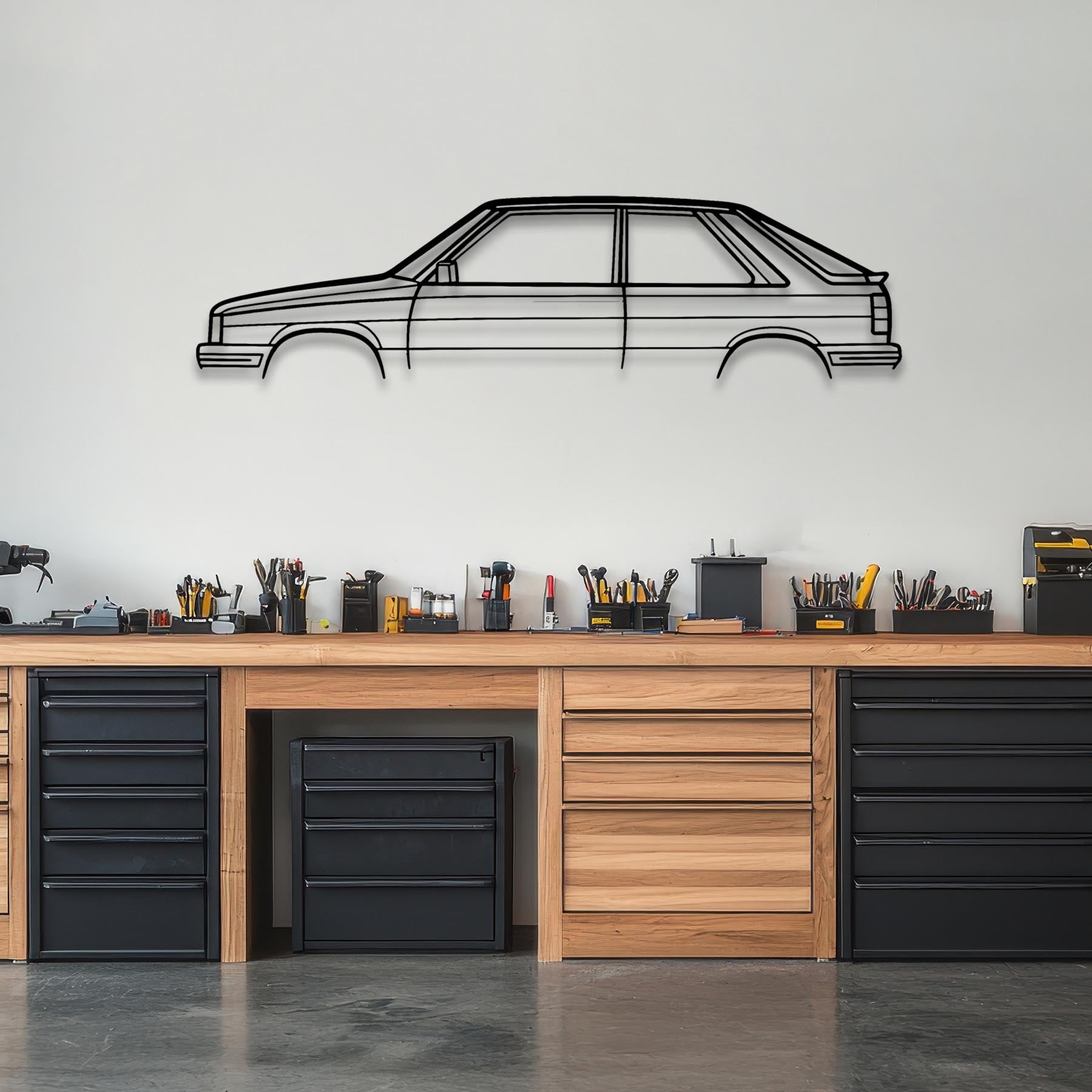 R11 Turbo 1986 Classic Silhouette Metal Wall Art