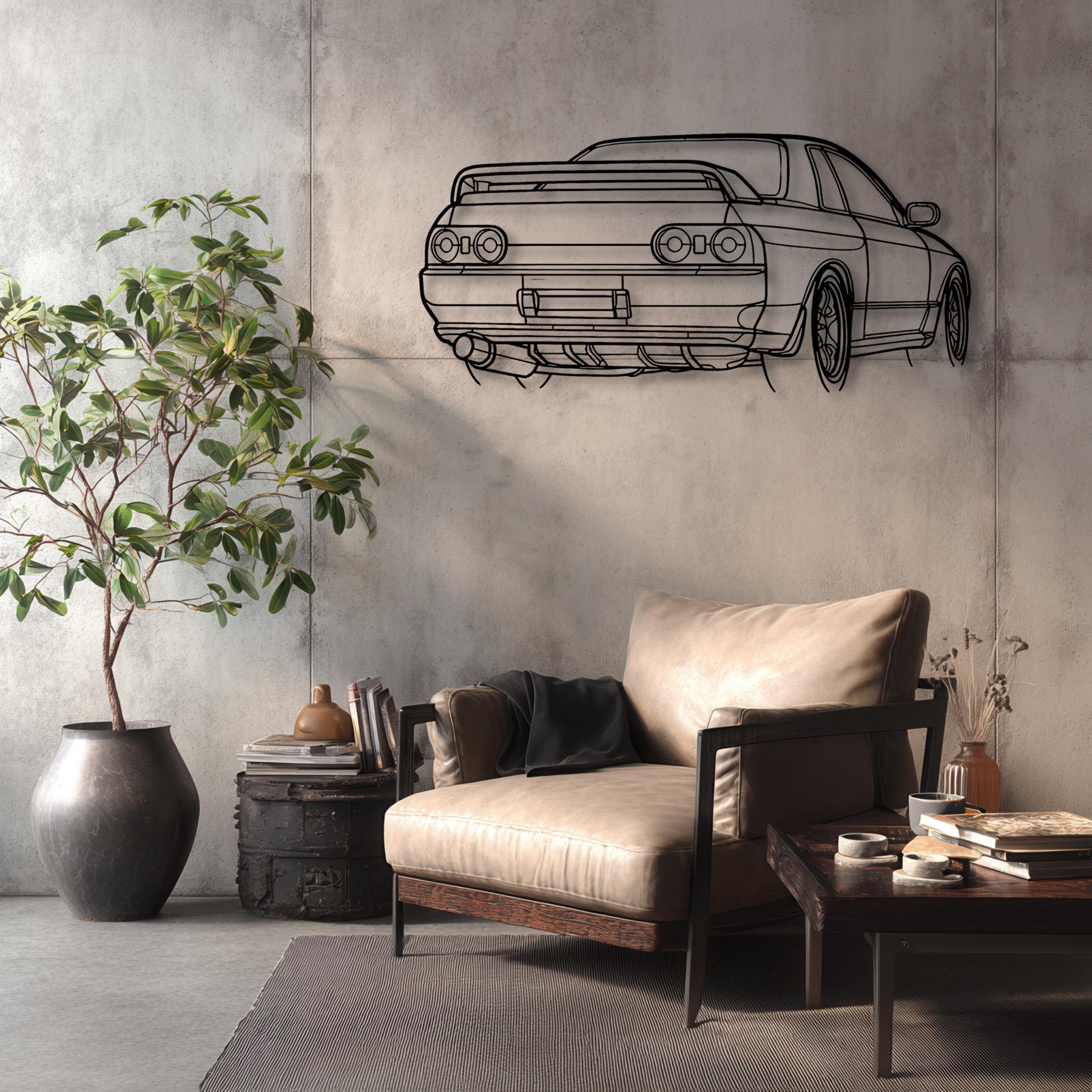 R32 GTR Nismo Angle Silhouette Metal Wall Art