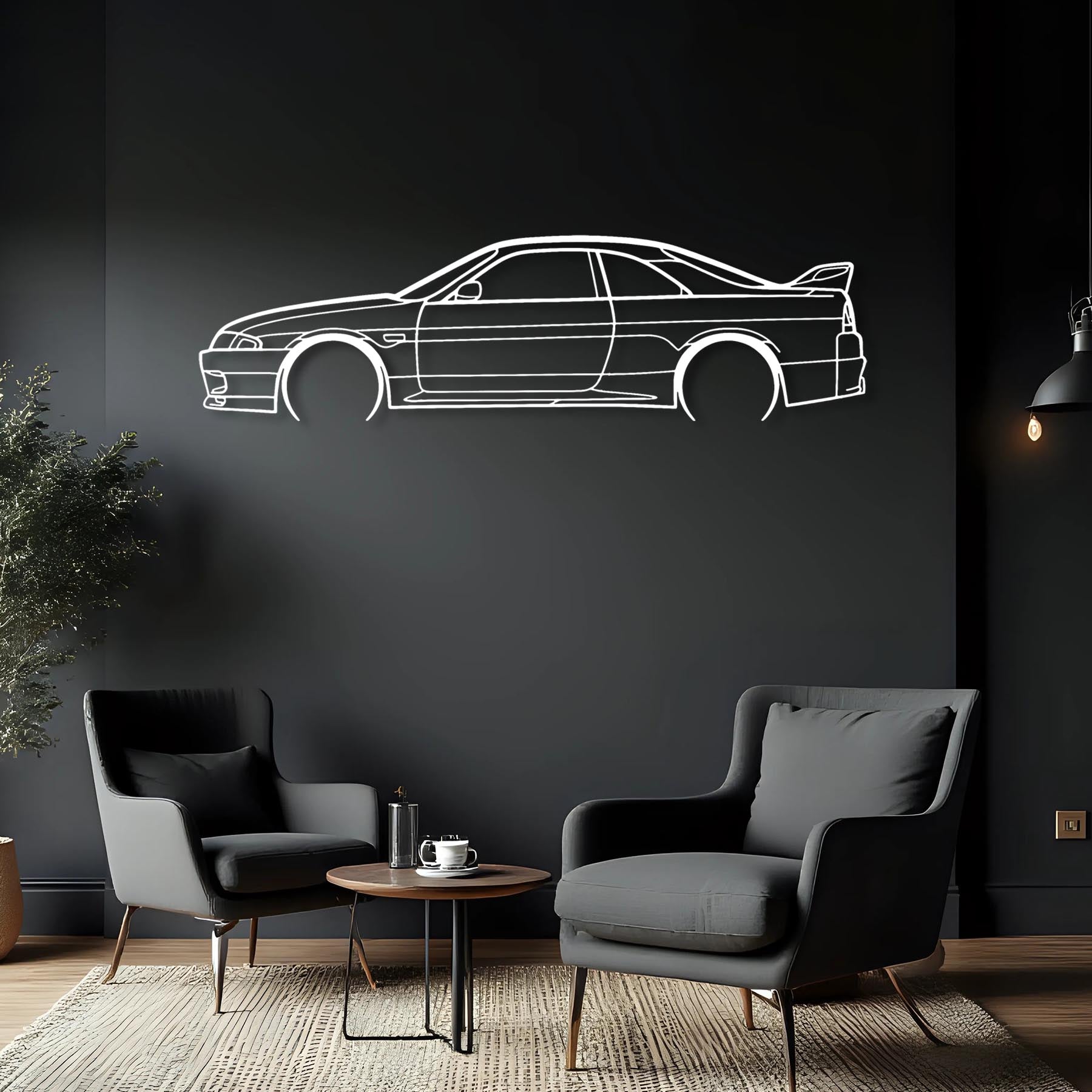 R33 GTR 1995 Detailed Silhouette Metal Wall Art