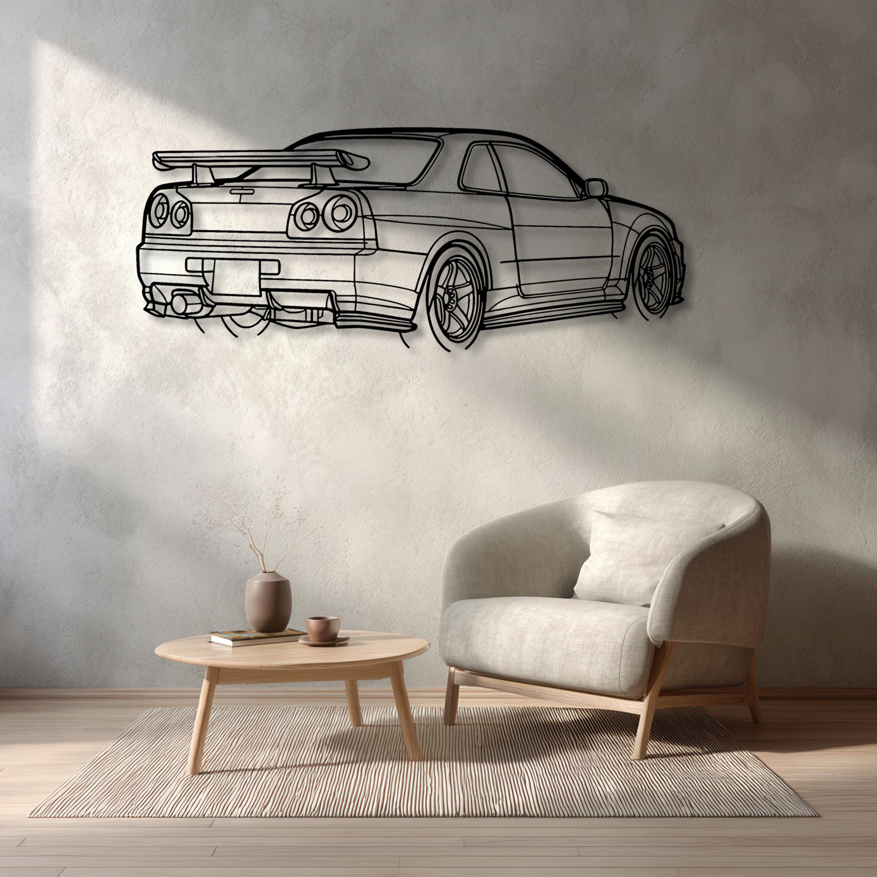 R34 GTR Nismo Angle Silhouette Metal Wall Art