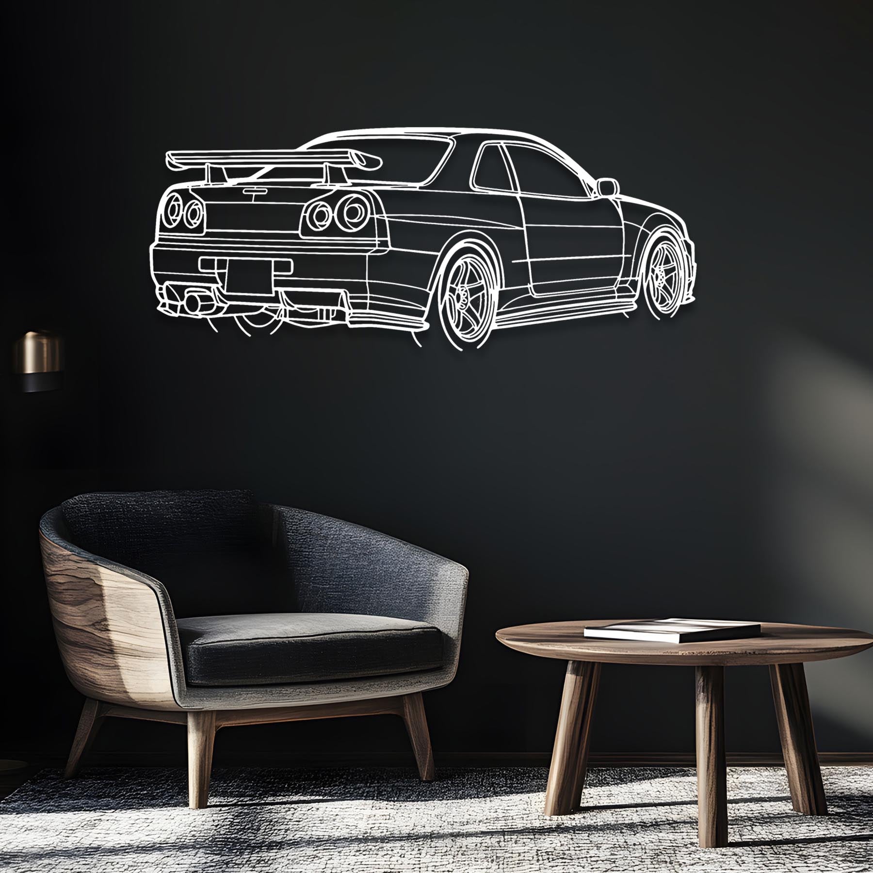 R34 GTR Nismo Angle Silhouette Metal Wall Art