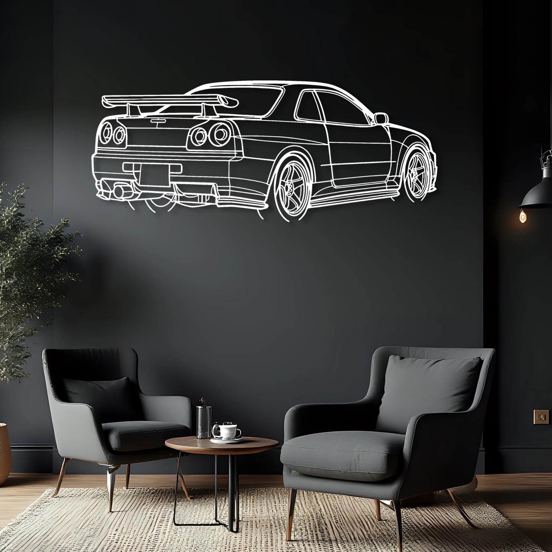 R34 GTR Nismo Angle Silhouette Metal Wall Art