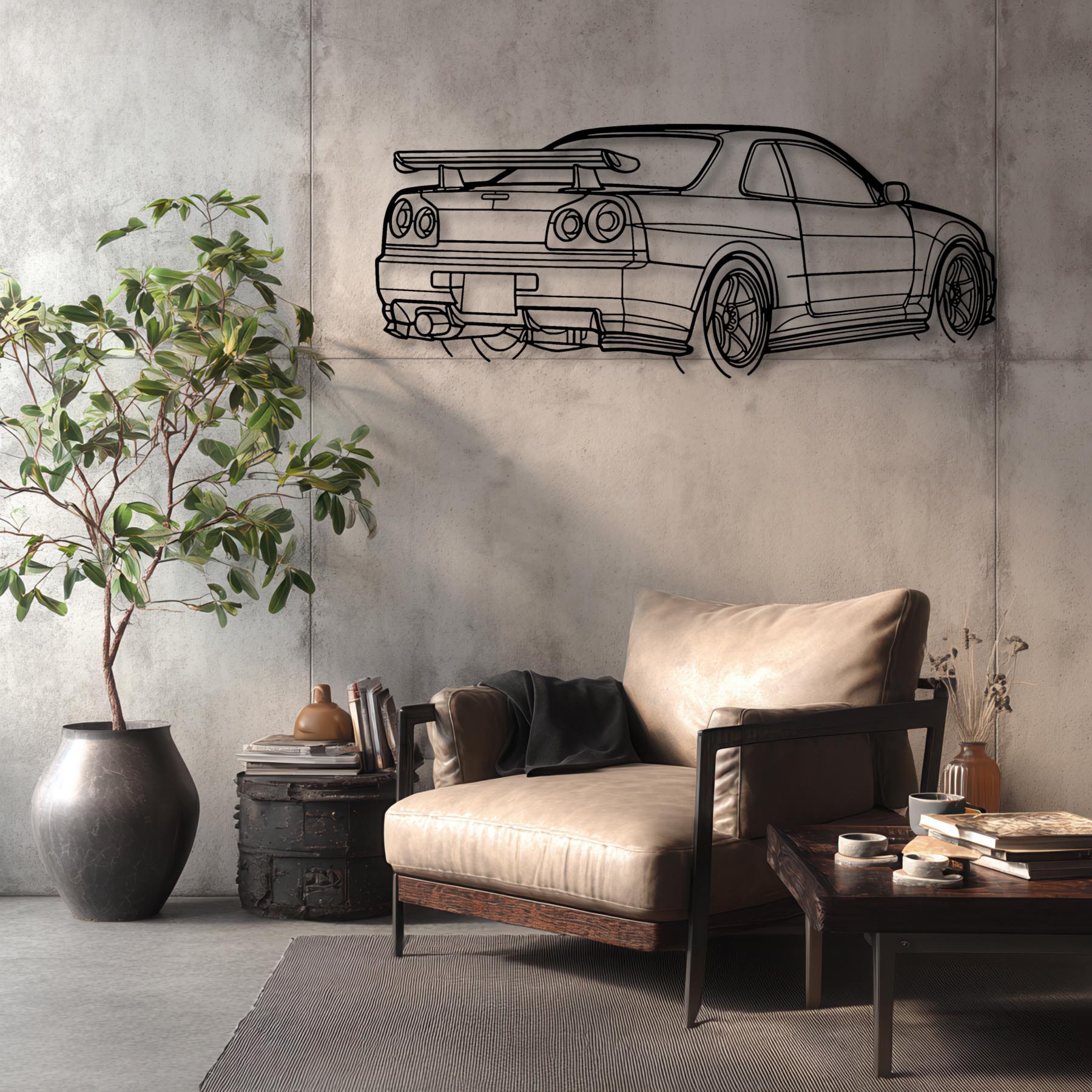 R34 GTR Nismo Angle Silhouette Metal Wall Art