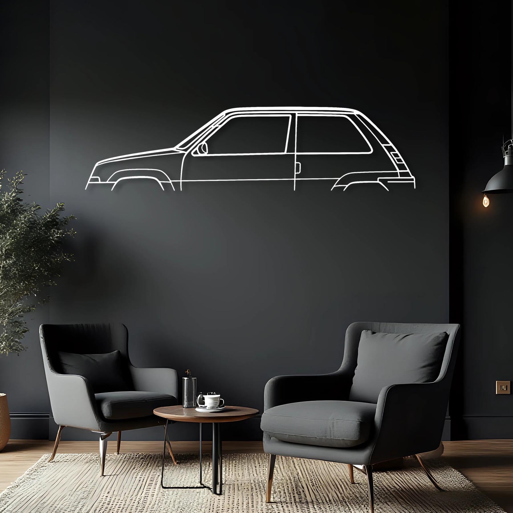 R5 1987 Turbo GT Classic Silhouette Metal Wall Art