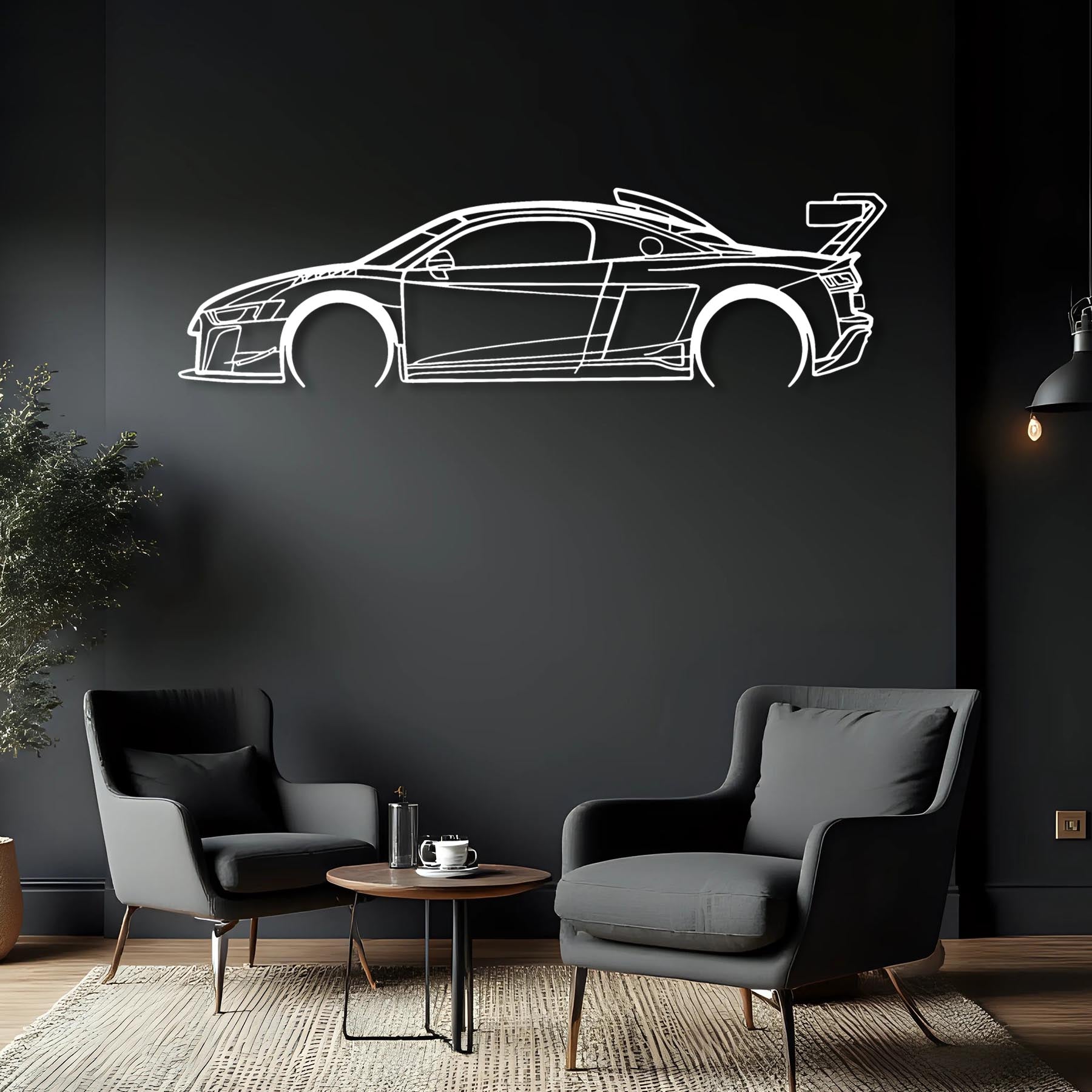 R8 LMS GT2 Detailed Silhouette Metal Wall Art