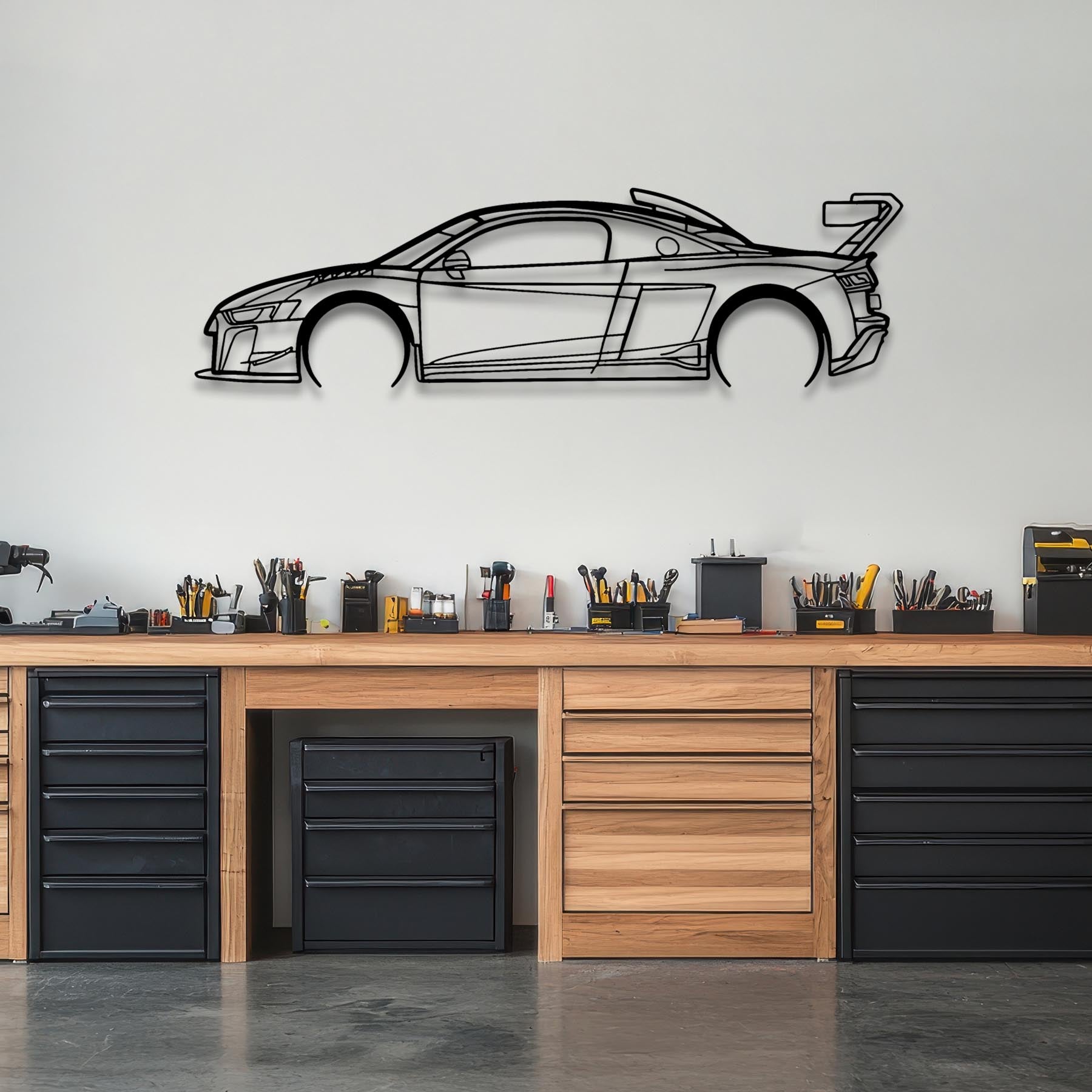 R8 LMS GT2 Detailed Silhouette Metal Wall Art
