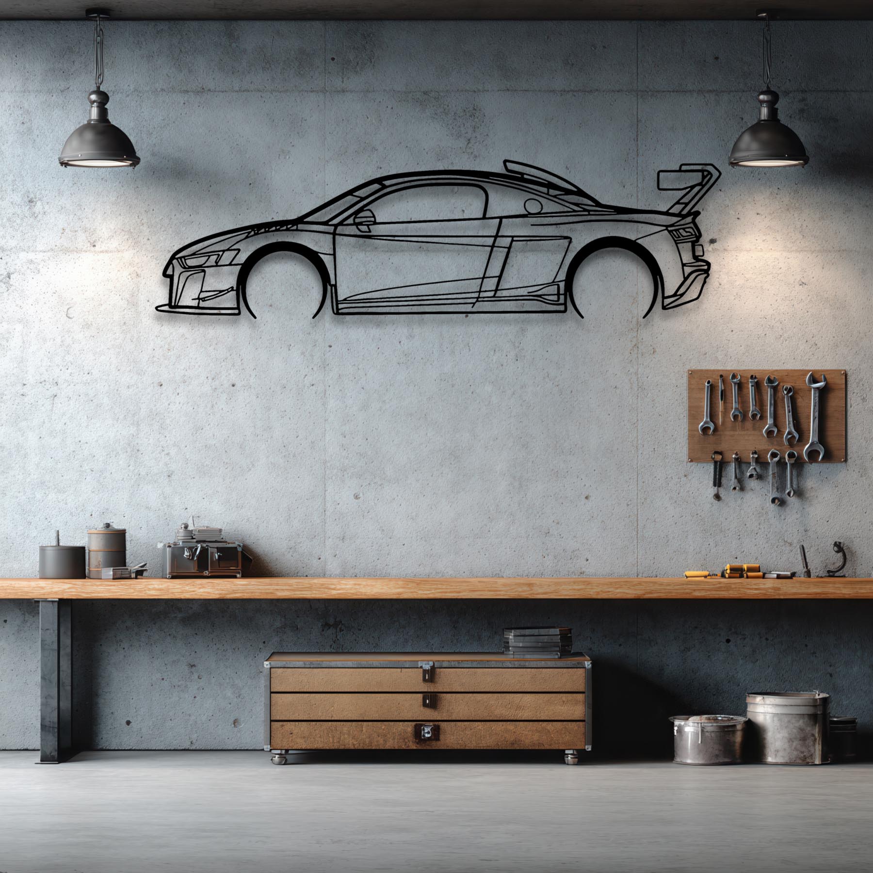 R8 LMS GT2 Detailed Silhouette Metal Wall Art