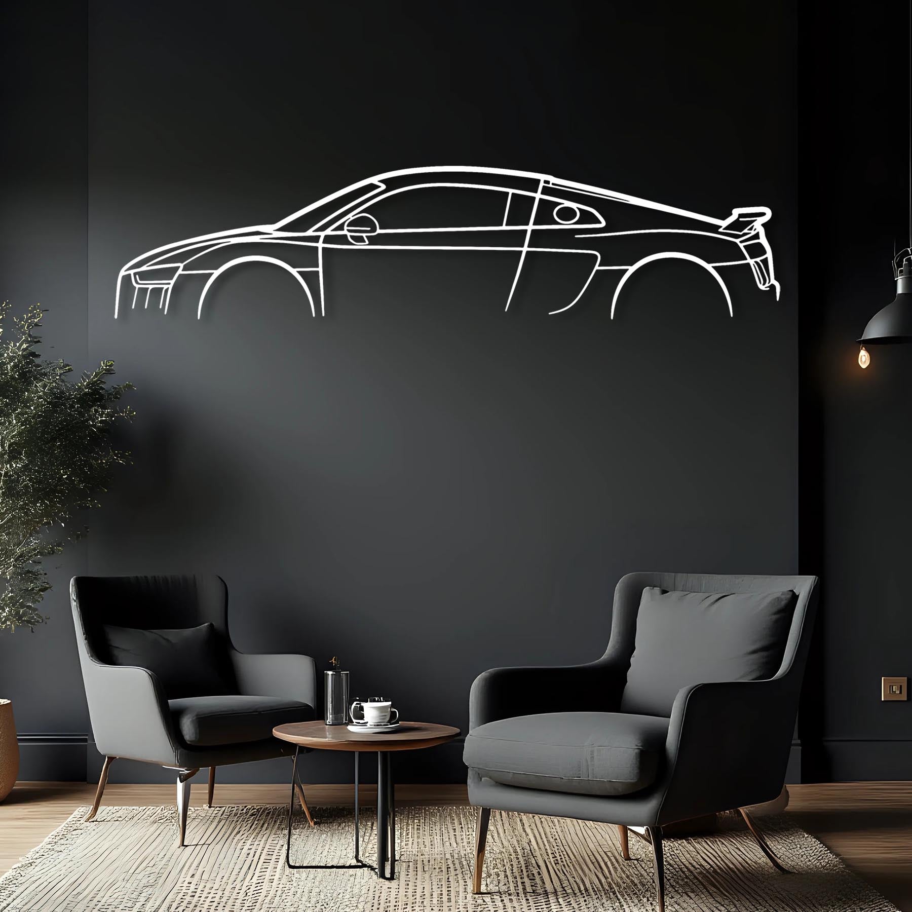 R8 Mk2 Classic Silhouette Metal Wall Art